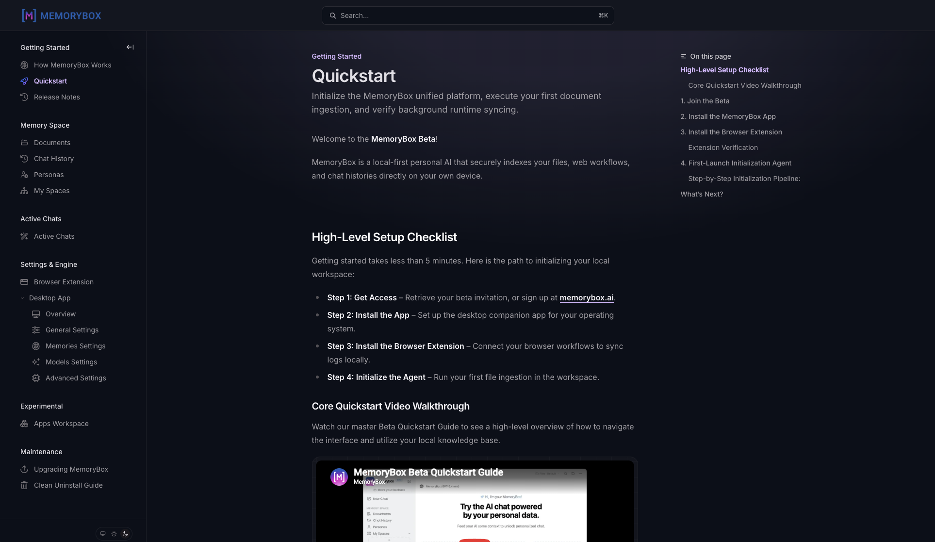 Quickstart Guide showing embedded links to YouTube Video Tutorials