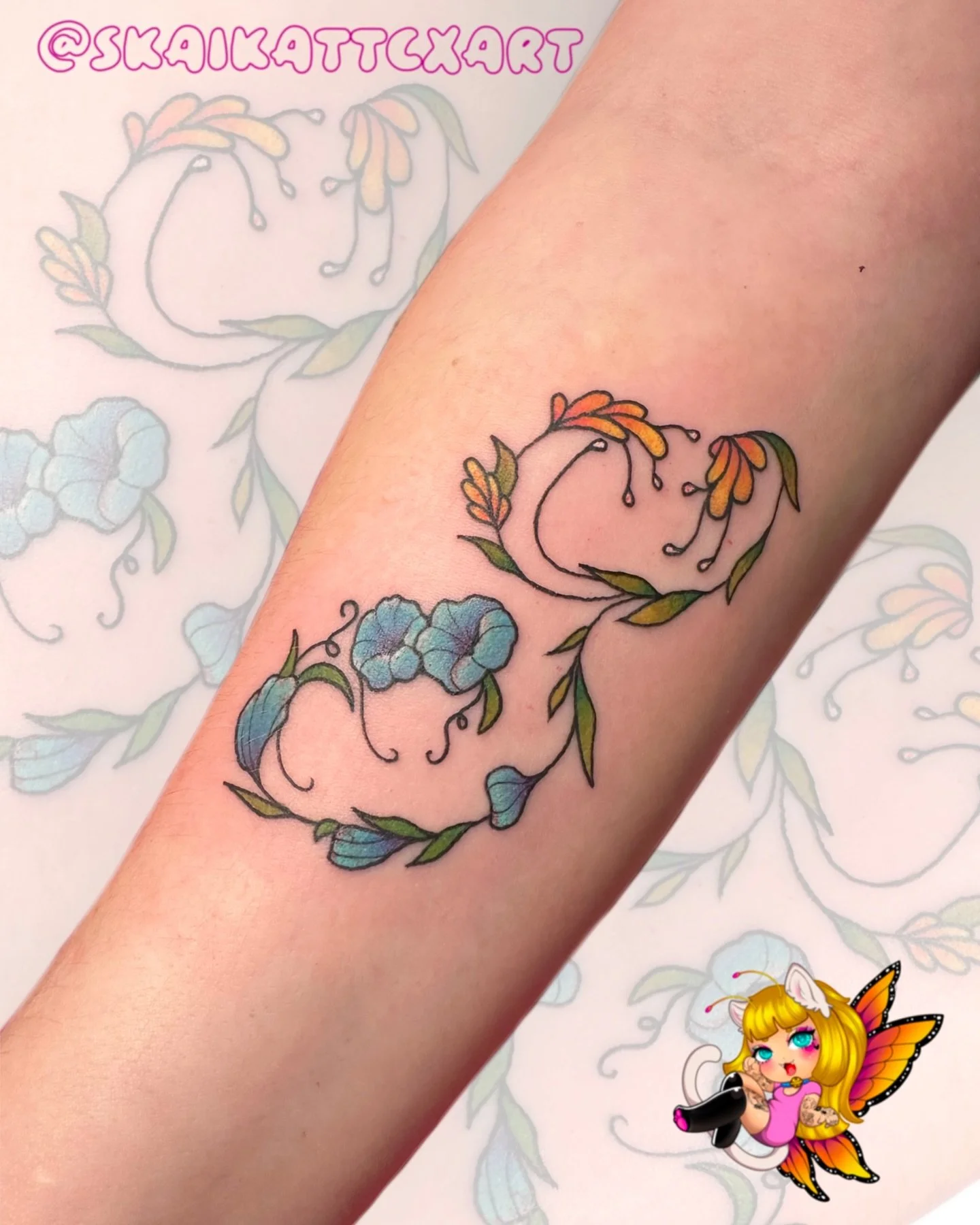 Pretty flowers for Natalie 🌝🐝💖
.
.
.
#customart #customtattoos #flowertattoos #colorfultattoos