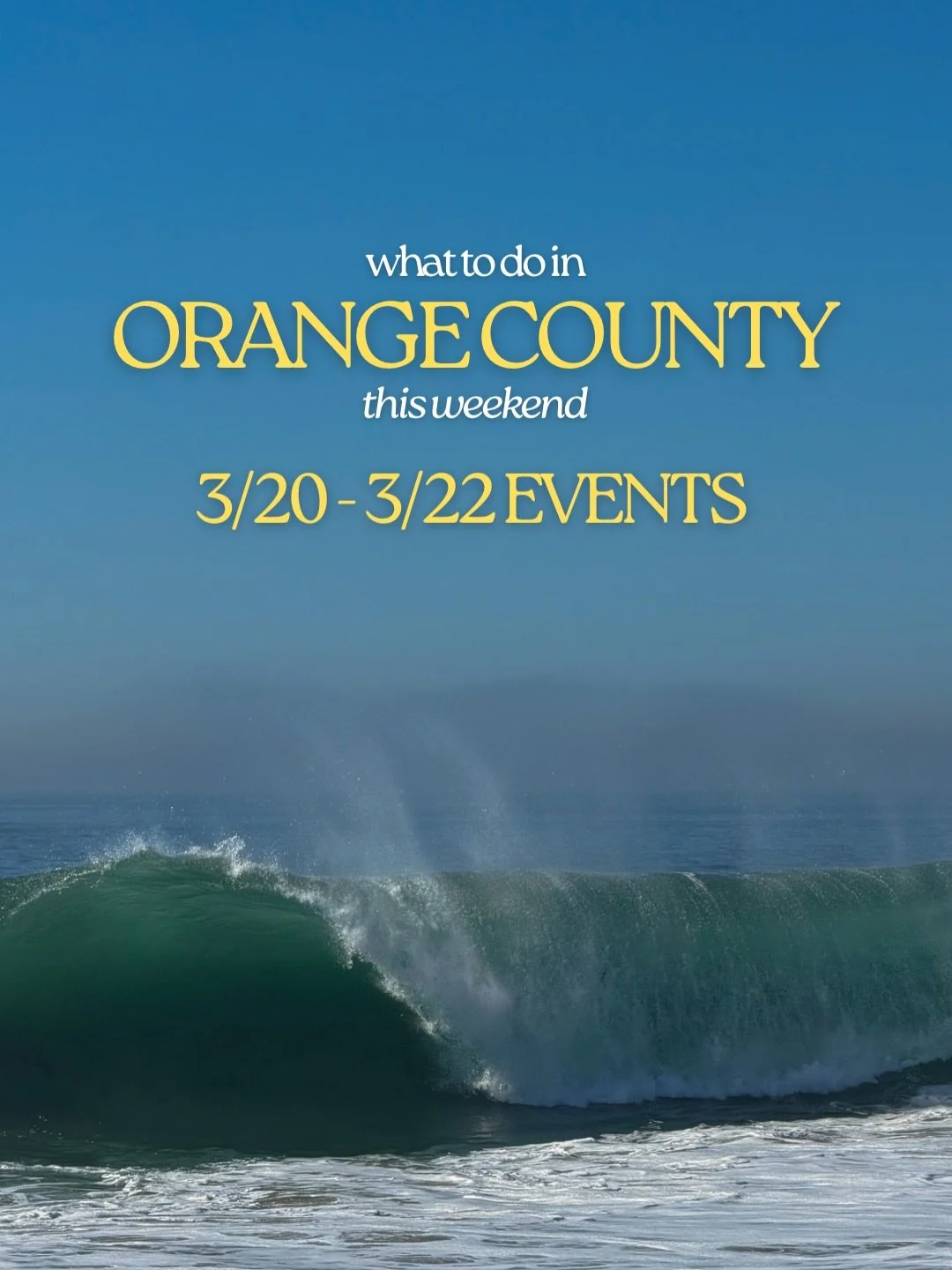 So many great events in Orange County this weekend 🌞🩵
March 20
Spring Equinox Sunset Beach Sound Bath by @phasesmeditations 
REDO Vintage &amp; Maker&rsquo;s Market (March 20-21)

March 21
Spring Equinox Overnight Gong Concert by Jupiter Yoga Welln