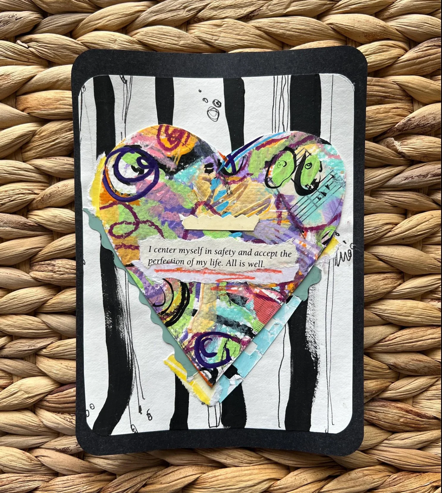 “Heart Art” All is Well Mixed Media Collage Art Card