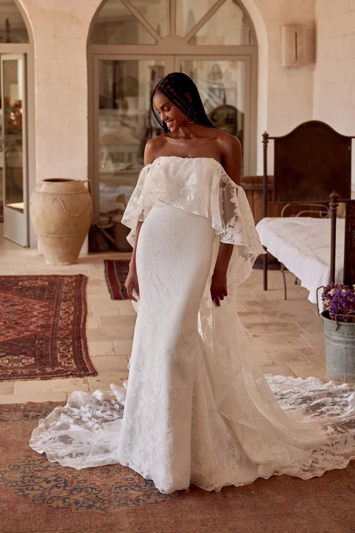 Wedding Dress with Cape Justin Alexander