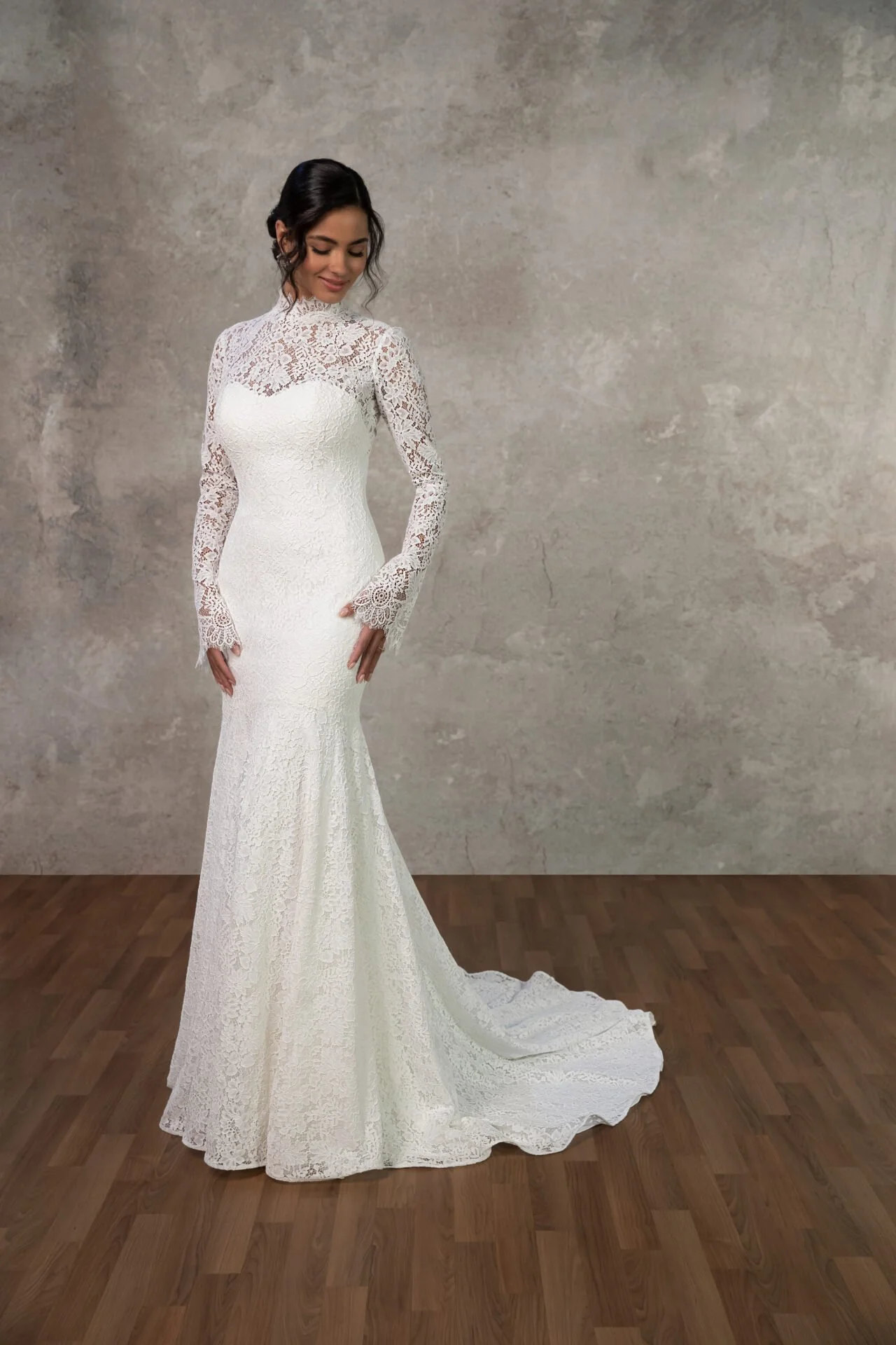 Lace High Neck Wedding Dress