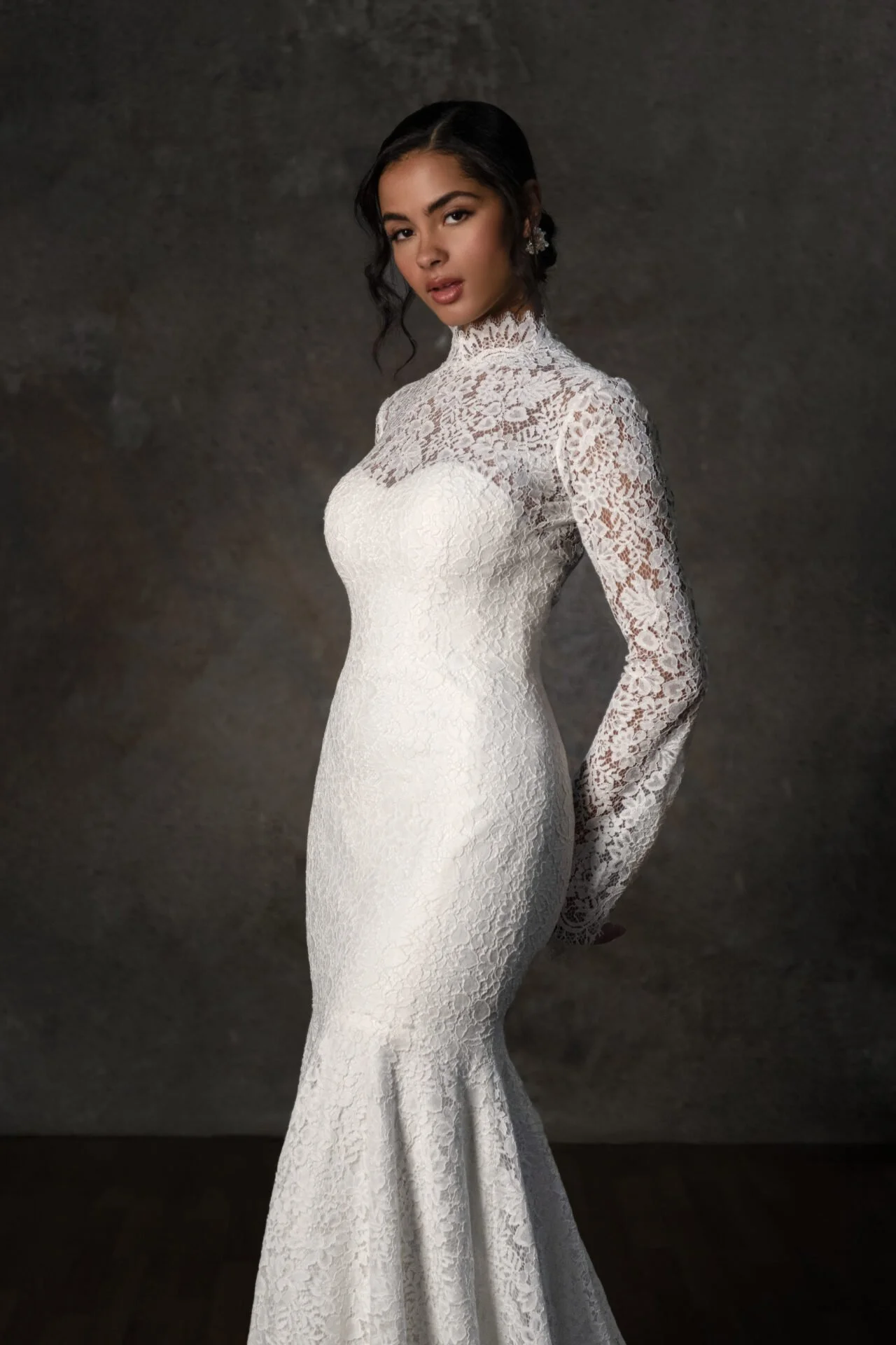 Fitted Lace High Neck Wedding Dress