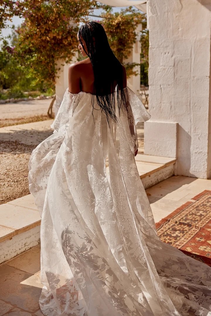 Boho Wedding Dress with a Cape