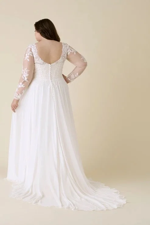 Long Sleeve Chiffon Wedding Dress