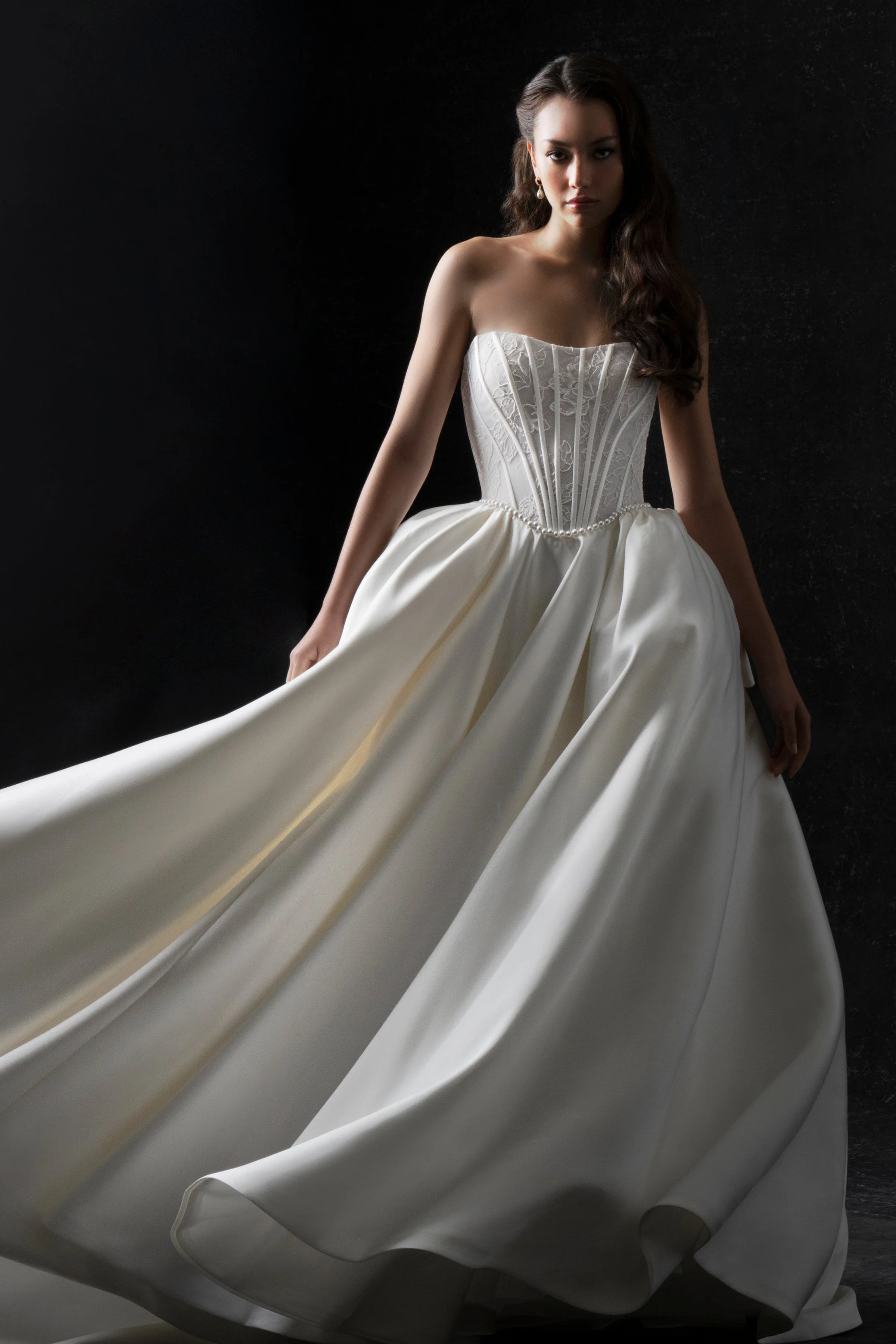 Strapless Basque Waist Wedding Dress