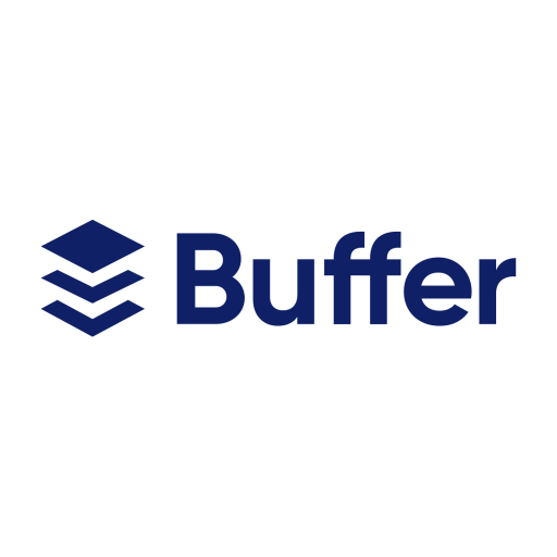 Buffer logo with three stacked diamond shapes to the left of the word 'Buffer' in bold navy blue font.