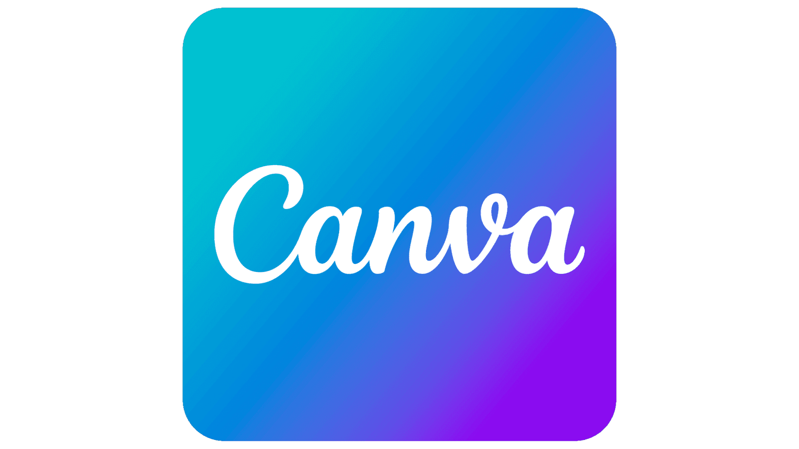 Canva logo with a blue and purple gradient background and the white cursive text 'Canva' in the center.