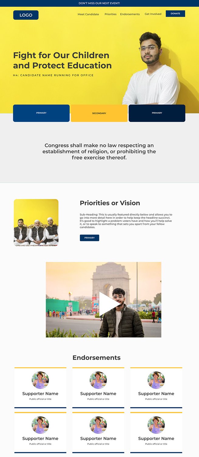 Education Political Website Template