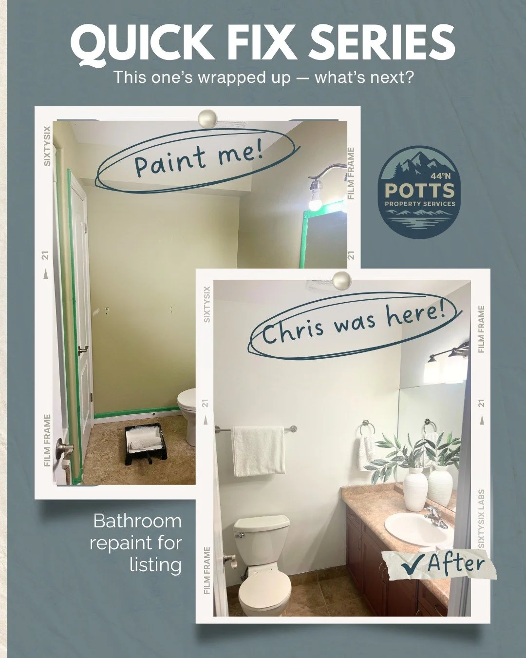 Fresh paint, fresh start. 

This bathroom was feeling a little dark and dated, so we gave it a quick refresh before the &ldquo;For Sale&rdquo; sign went up. A crisp coat of white made all the difference &mdash; brighter, cleaner, and way more welcomi