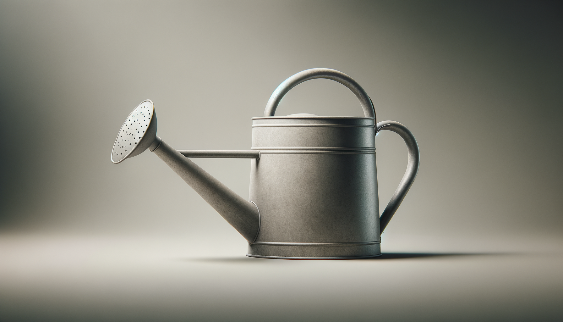 Metal watering can with a long spout and handle
