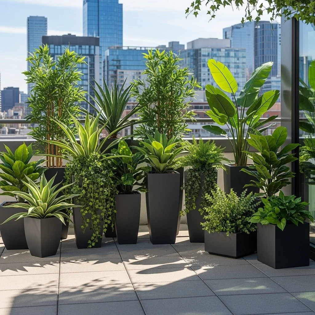 🌿 When your patio is hotter than the sun, but your plants are still thriving... #FauxButFabulous 😎 Our UV-rated outdoor plant installations bring all the green, none of the drama (or wilting). Ready to upgrade your rooftop, courtyard, or balcony? S