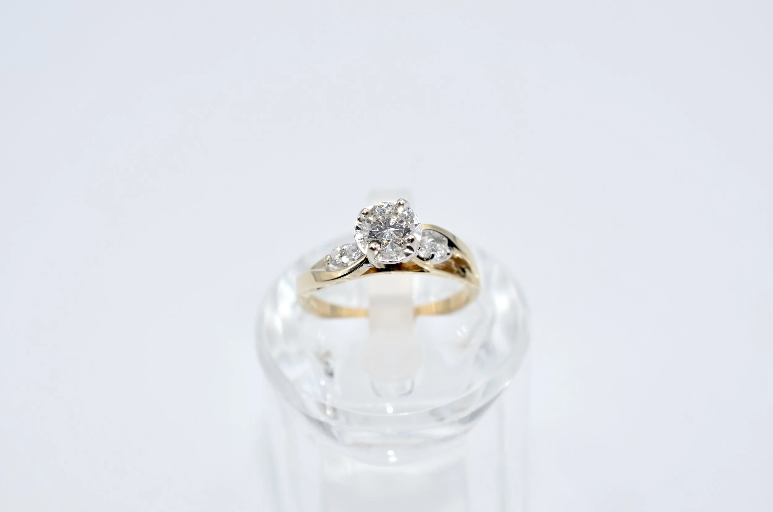 Vintage 14K Two Tone Gold Natural Diamond Engagement Ring 0.56 CTW~ 3.2g