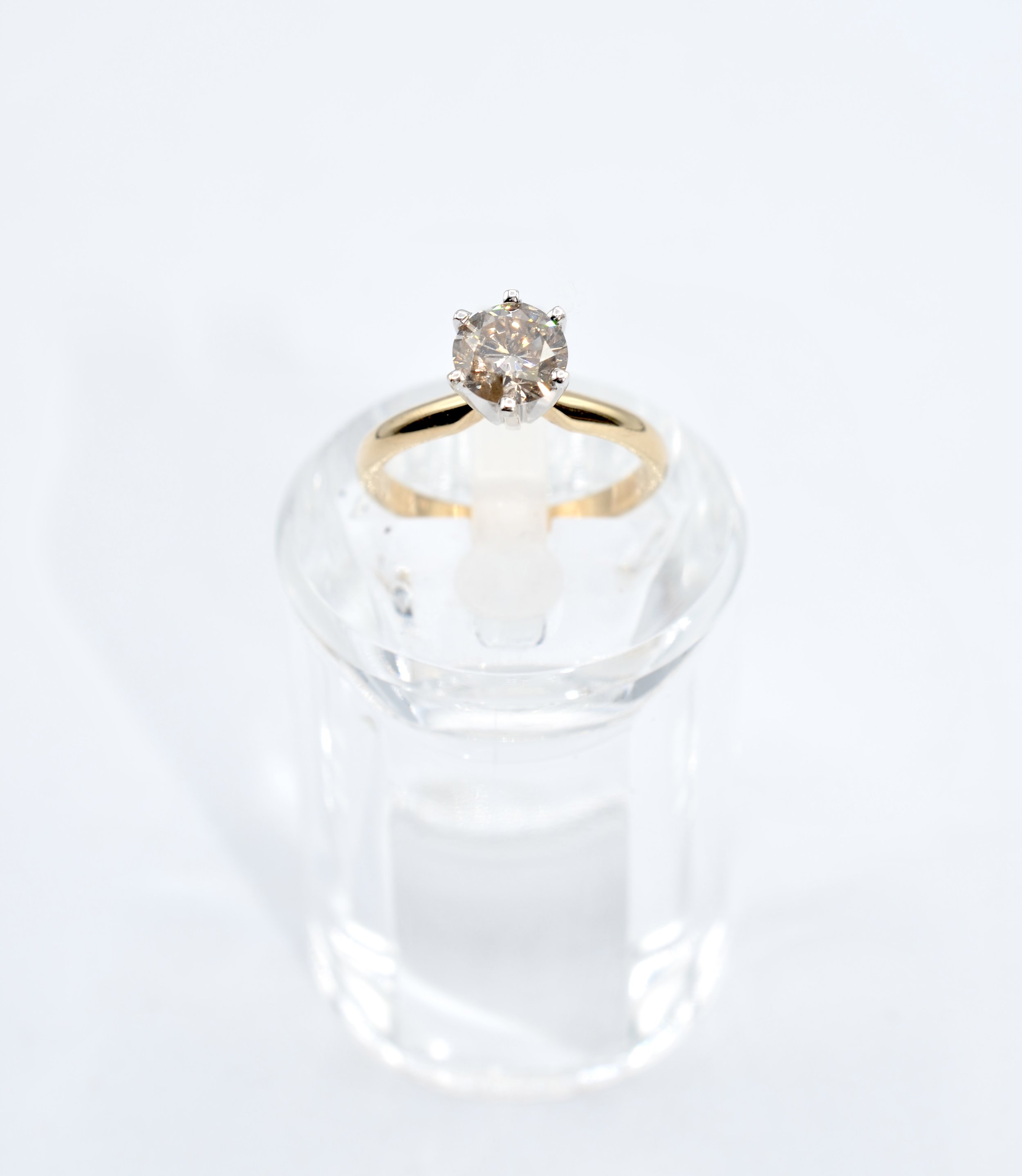 14k Two-Tone Gold 1.02ct Natural Diamond Solitaire Engagement Ring.~~2.7gr
