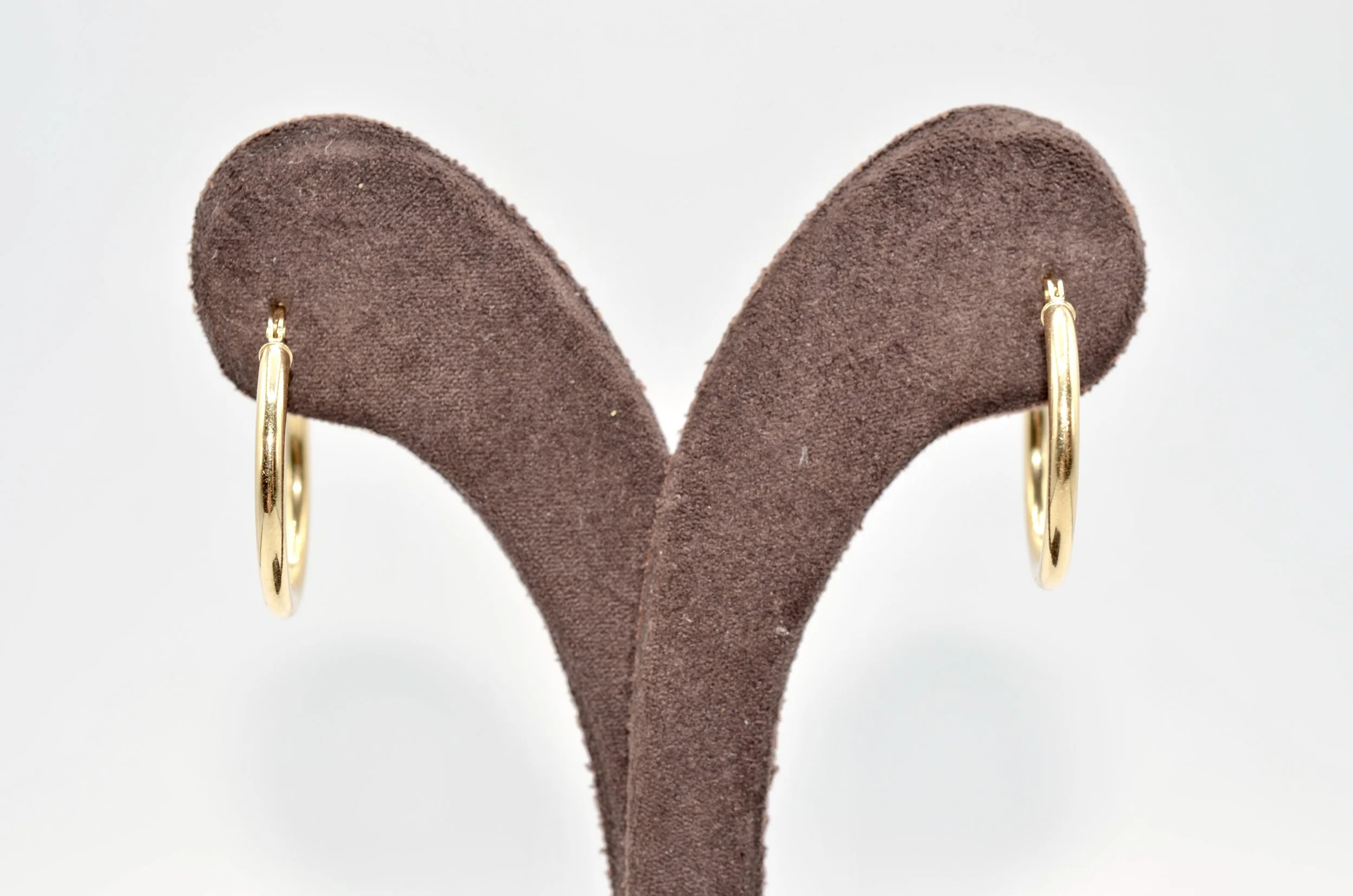 14K Yellow Gold Classic Hoop Earrings 22mm Hinged Snap Closure 0.9g JTL