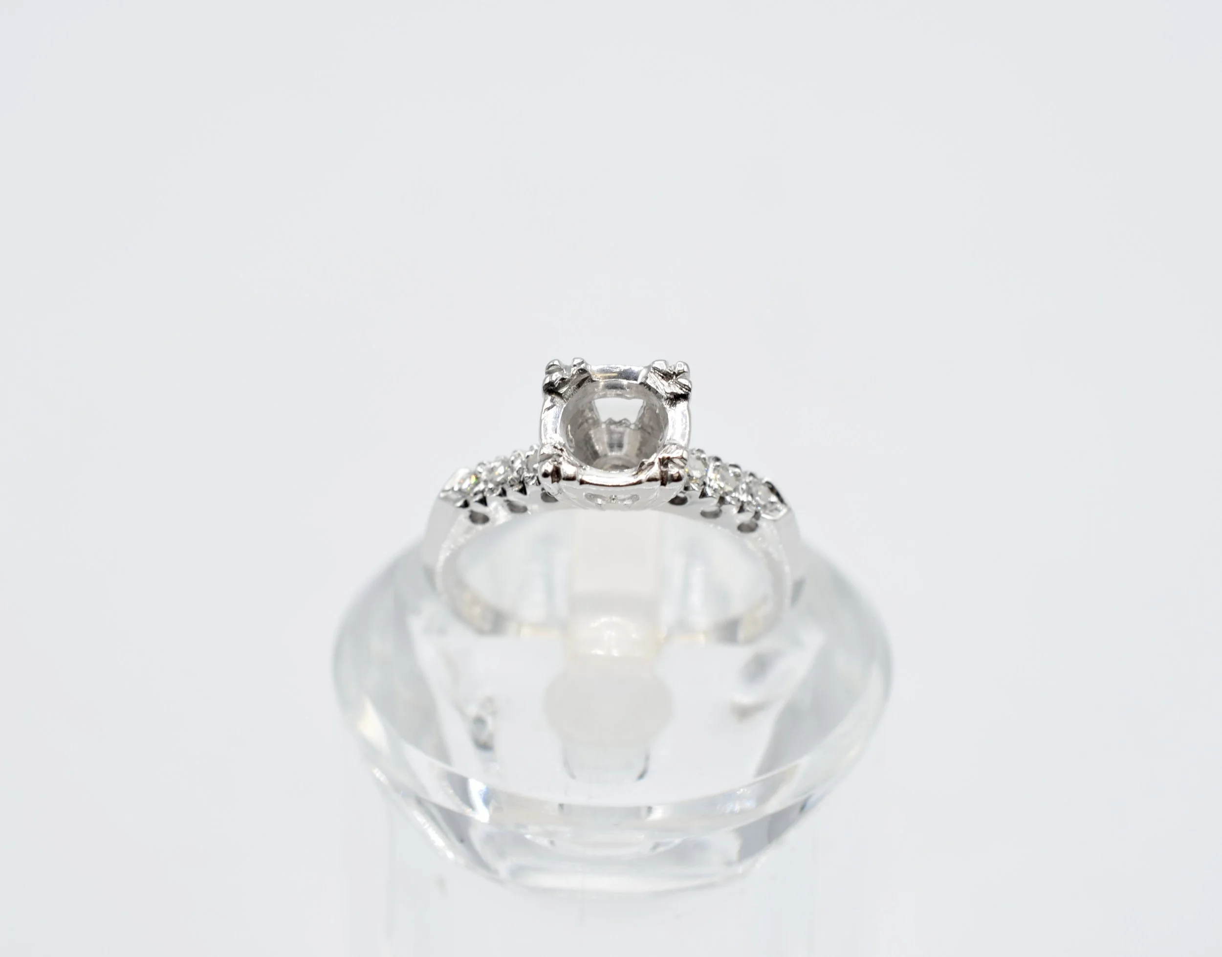 Vintage 14K White Gold Diamond Engagement Ring Setting~Size 6~2.9gr
