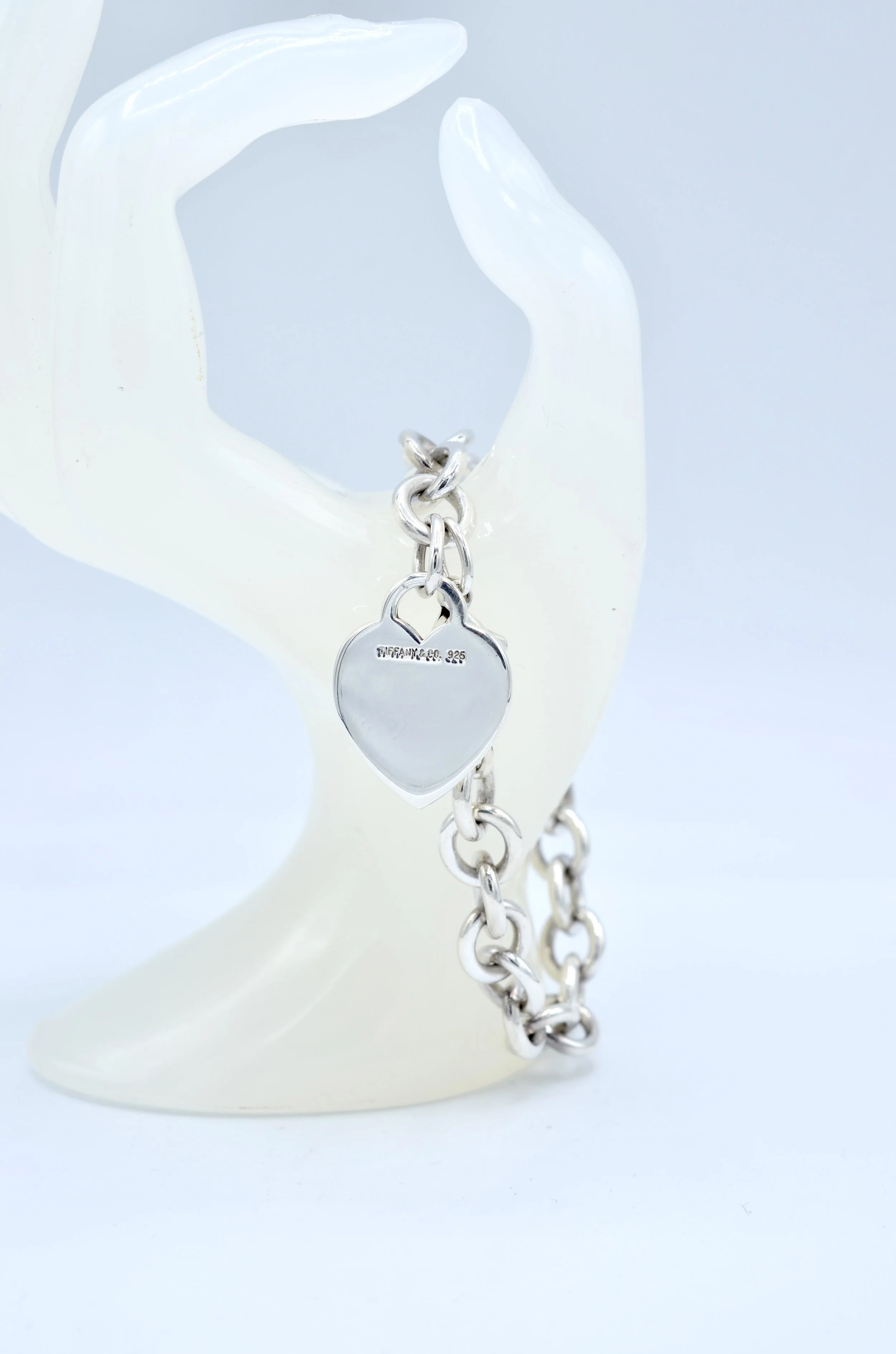 Authentic Tiffany & Co. Sterling Silver Heart Tag Charm Bracelet 7” 34.6g
