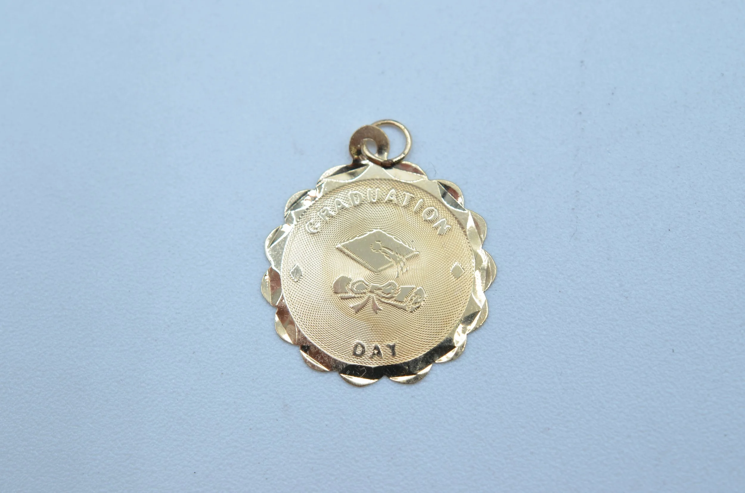 Vintage 14K Gold Graduation Charm Pendant “Graduation Day” 0.6g