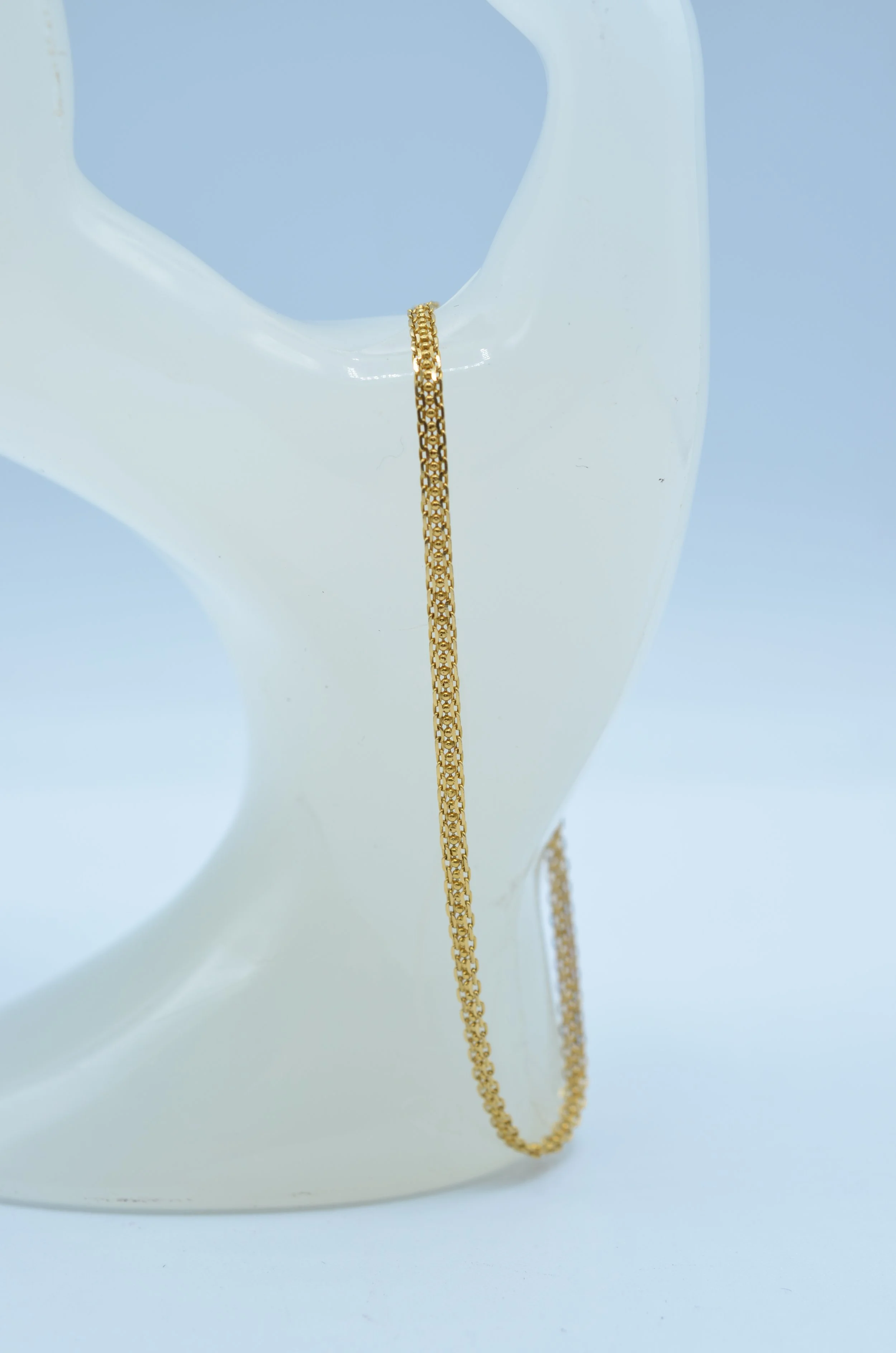 21k Gold Mesh Bracelet w/ 18k Spring Ring Clasp – 2.1g – 7.25"
