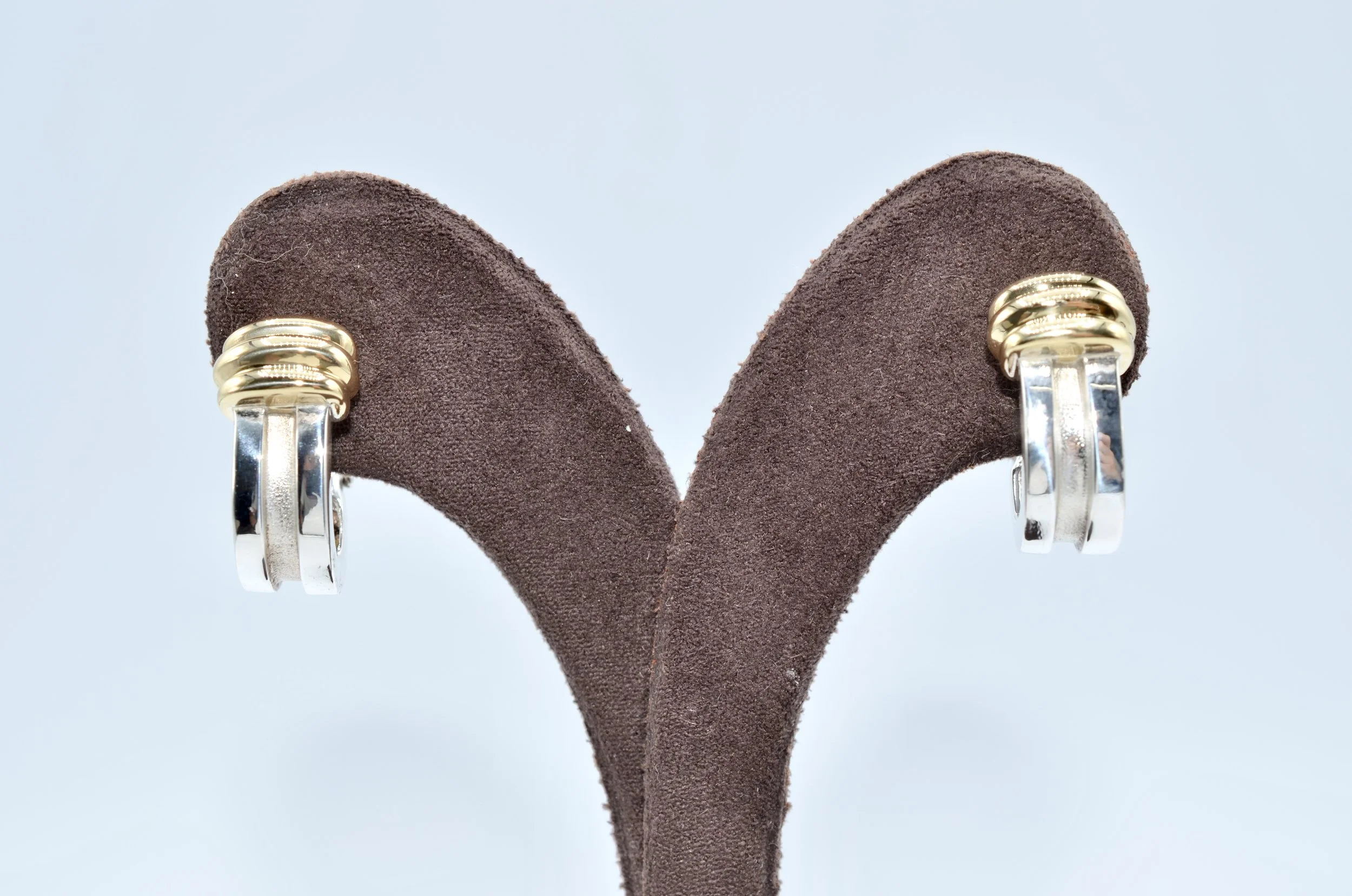 Tiffany & Co Atlas Groove Earrings Sterling Silver 18K Gold Vintage. 7.3g