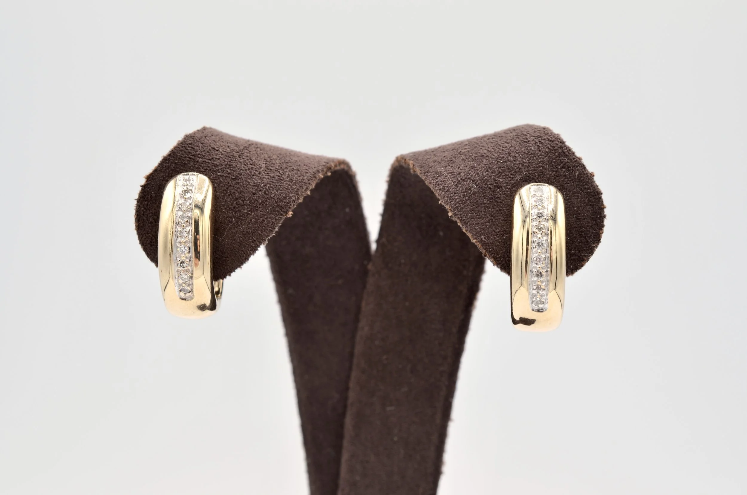 14K Two-Tone Diamond Huggie Earrings 5.0g
