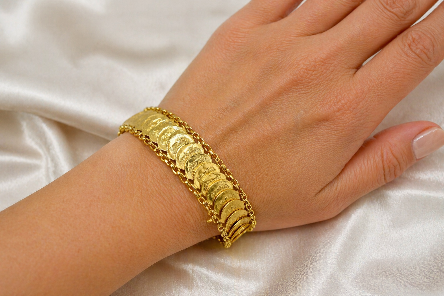 Vintage 21K Gold Coin Bracelet Pamp Suisse 1g Fine Gold 39.8g 8”