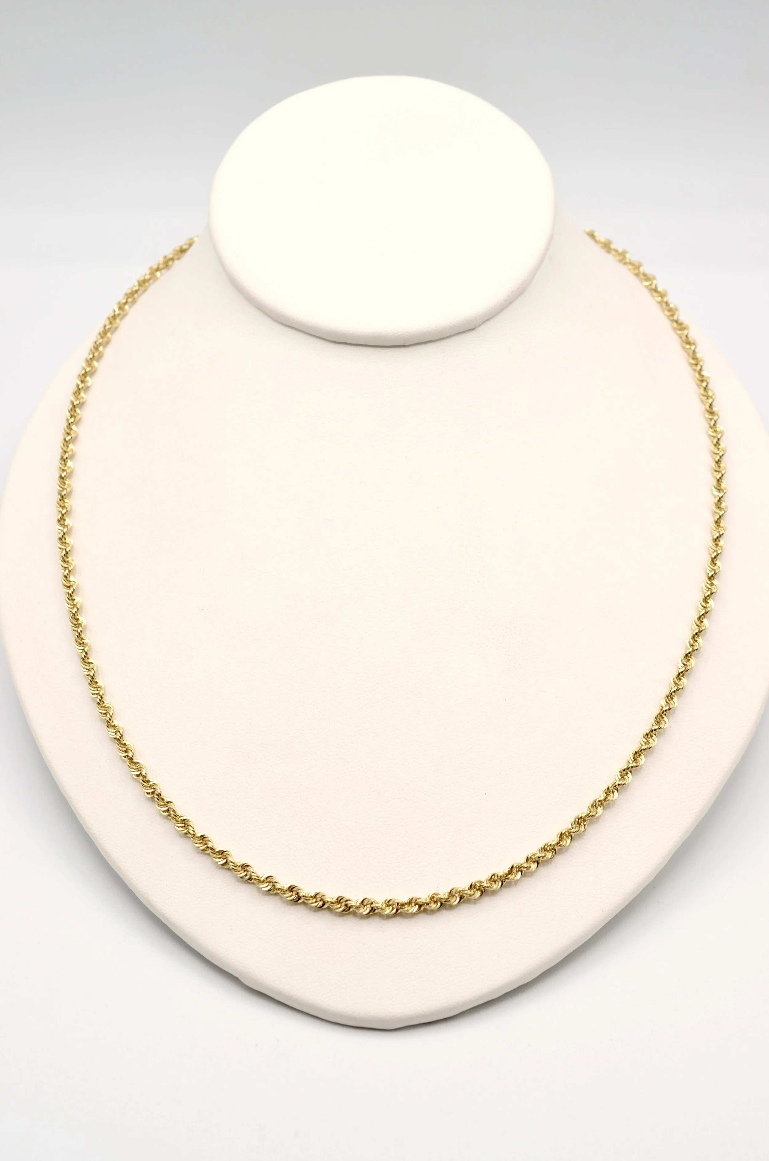 10K Yellow Gold Rope Chain Necklace 21" 3.36mm 4.3g
