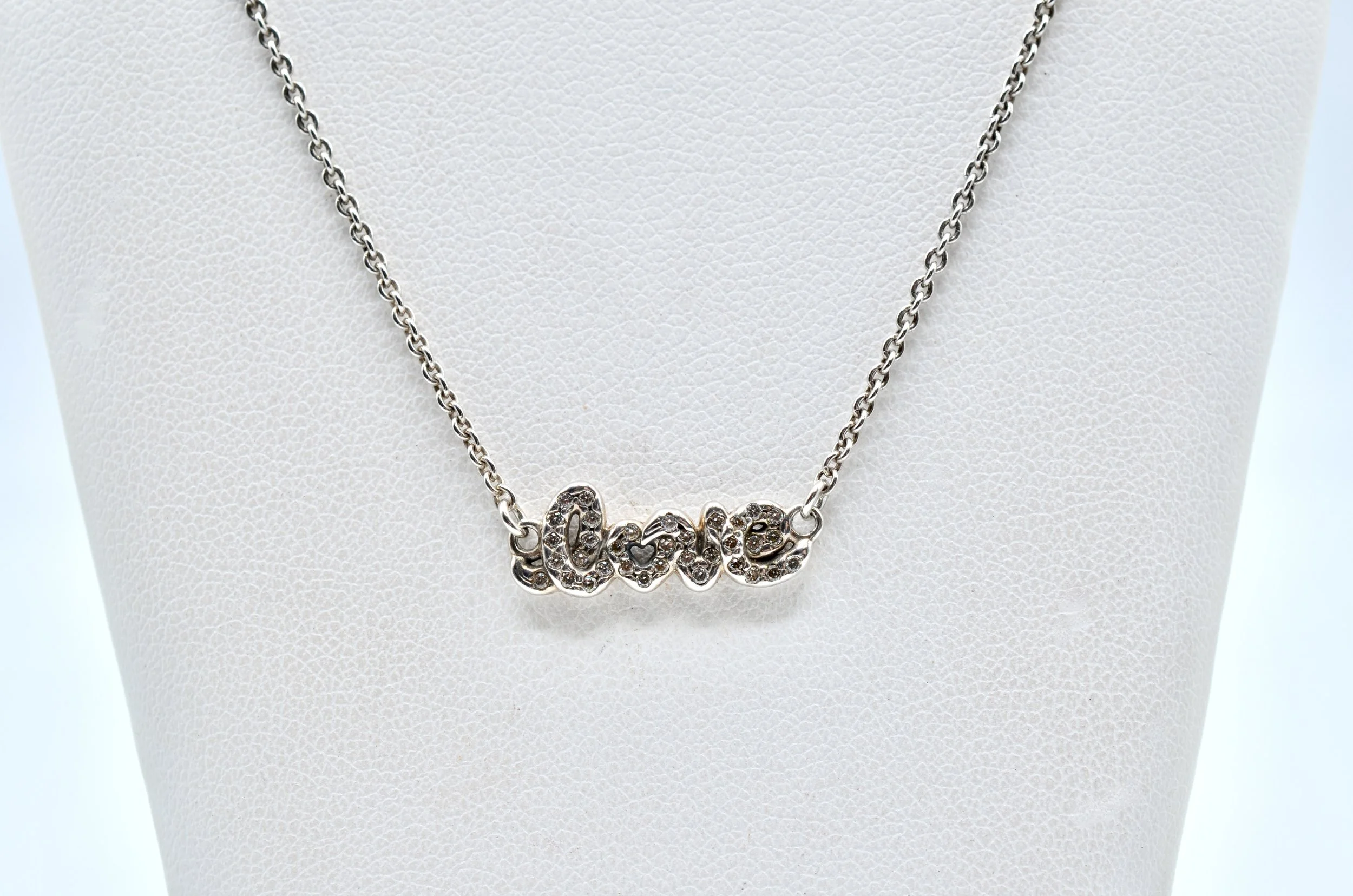 Pandora Signature of Love Necklace – Sterling Silver & CZ–Adjustable Chain 3.7gr
