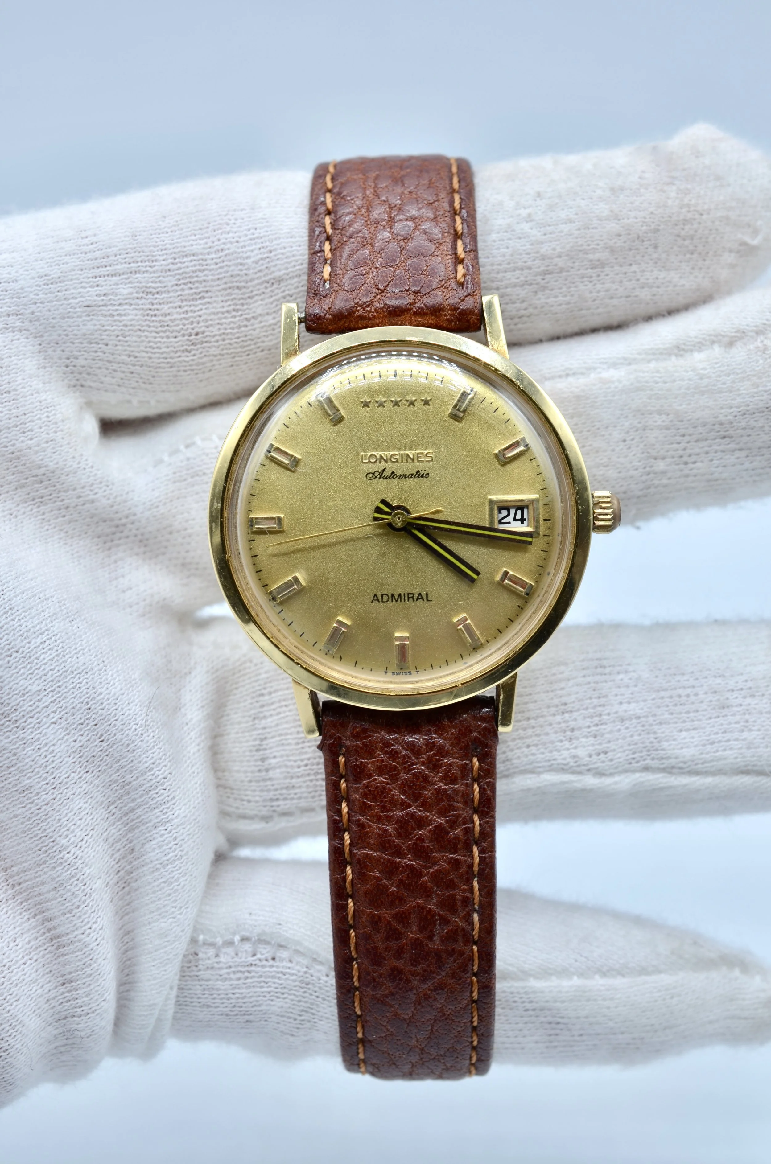 Longines 35MM 5 Star Admiral 18K Yellow Gold Automatic Watch
