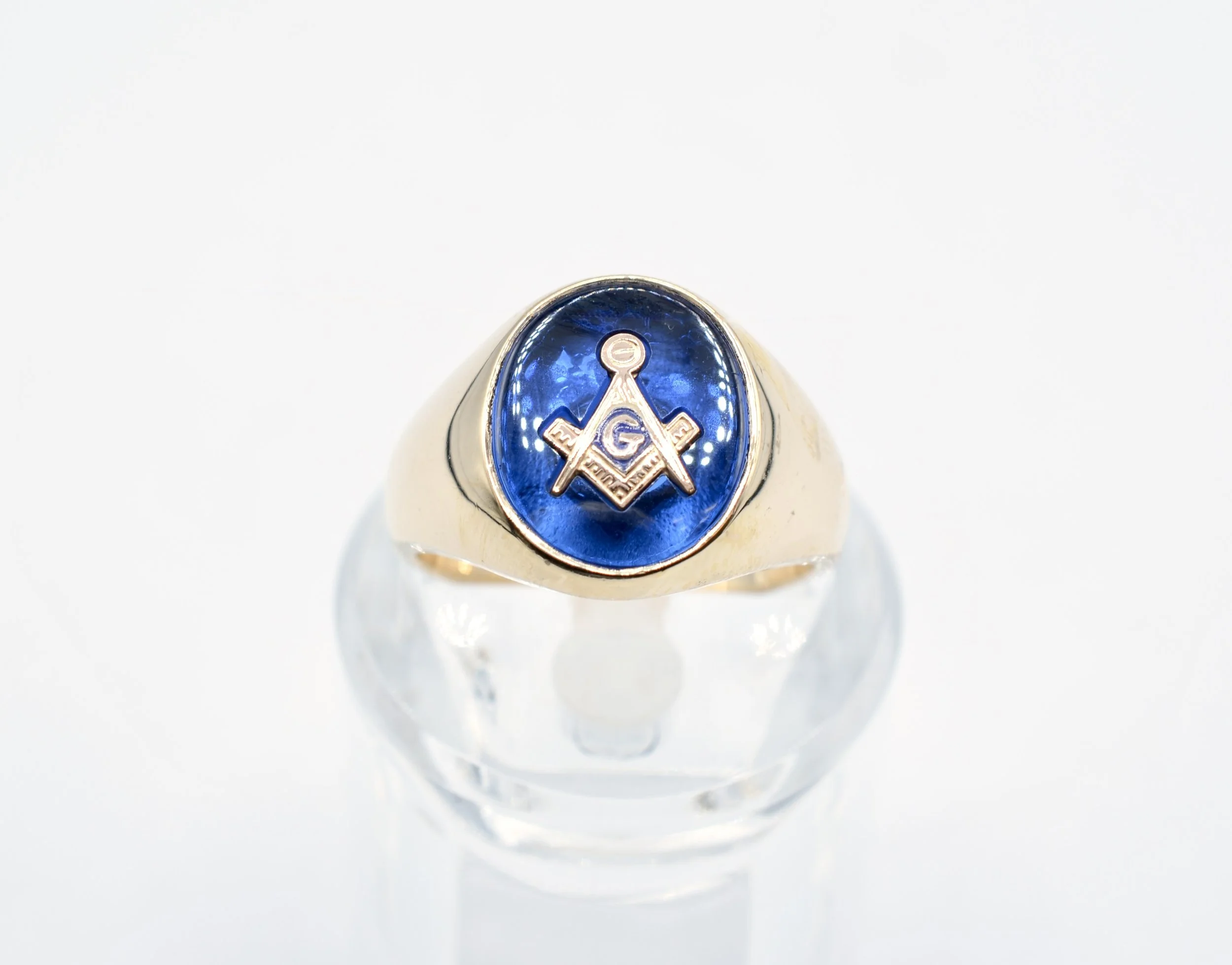 Vintage 10K Yellow Gold Masonic Blue Lodge Signet Ring Square Compass 8.5g