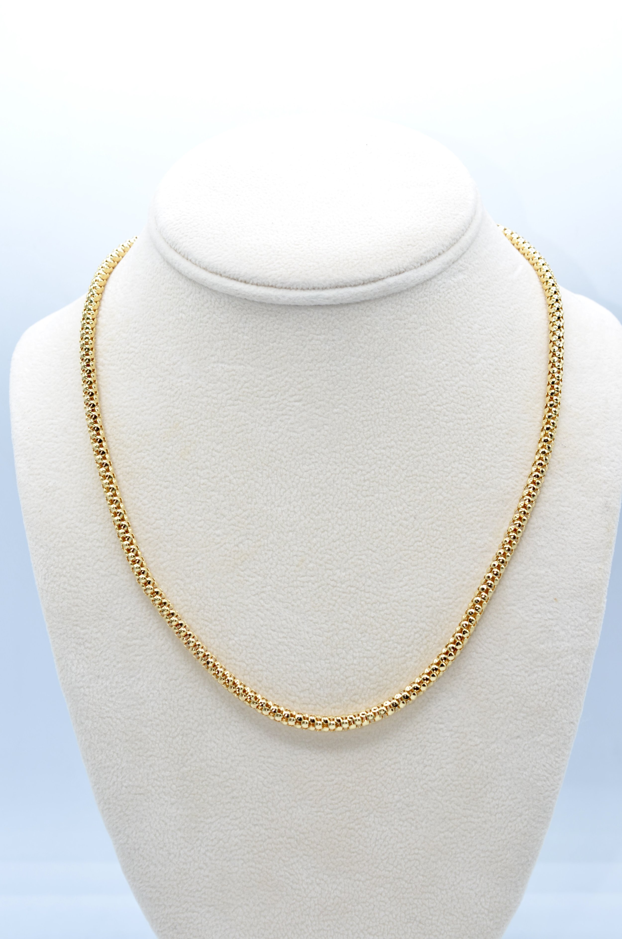 14K Yellow Gold Popcorn Coreana Chain Necklace 18" 4mm 12.9g Italy