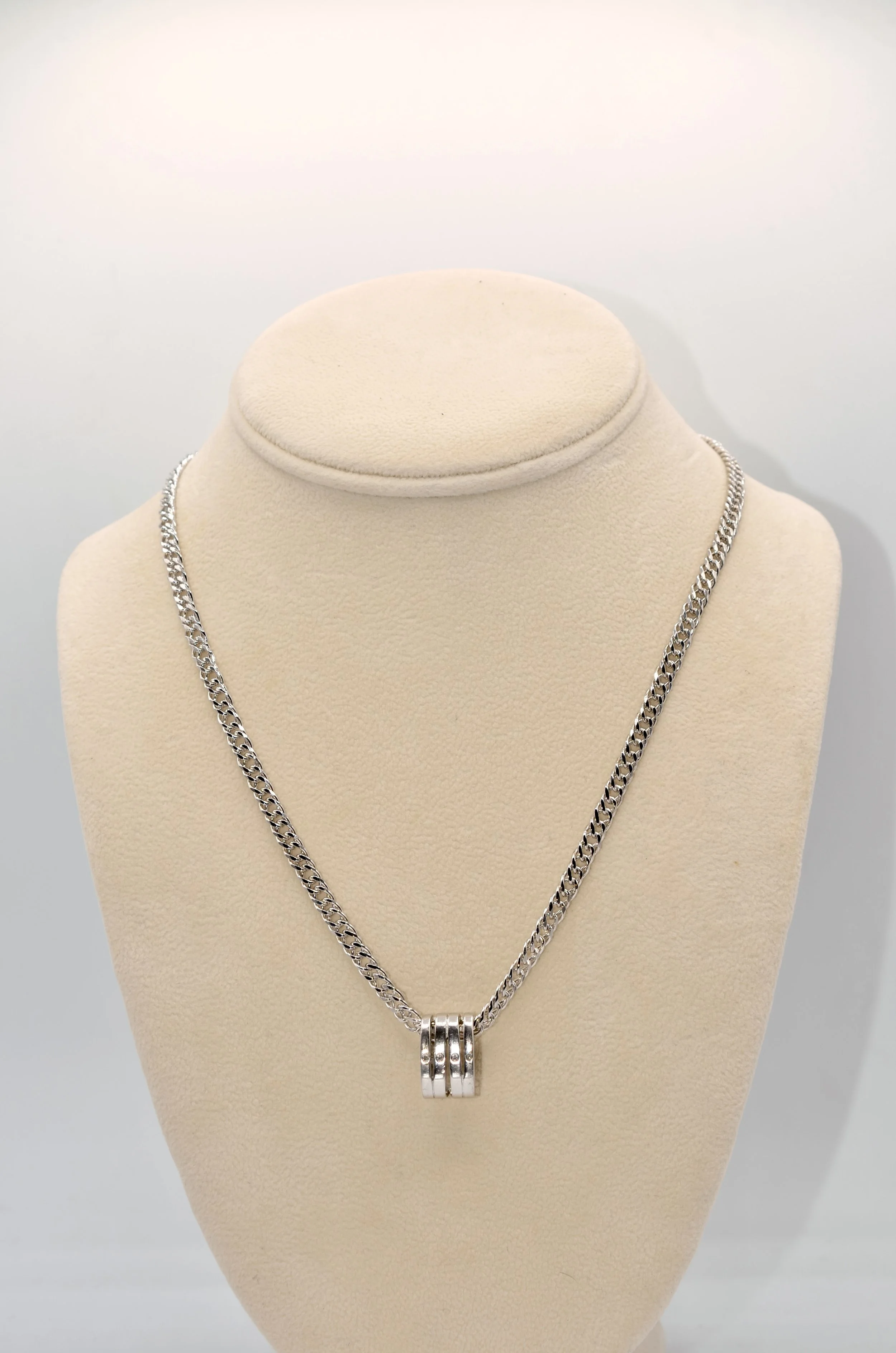 Sterling Silver 925 Italian 22" Chain Natural Diamond Pendant Necklace 21.0g