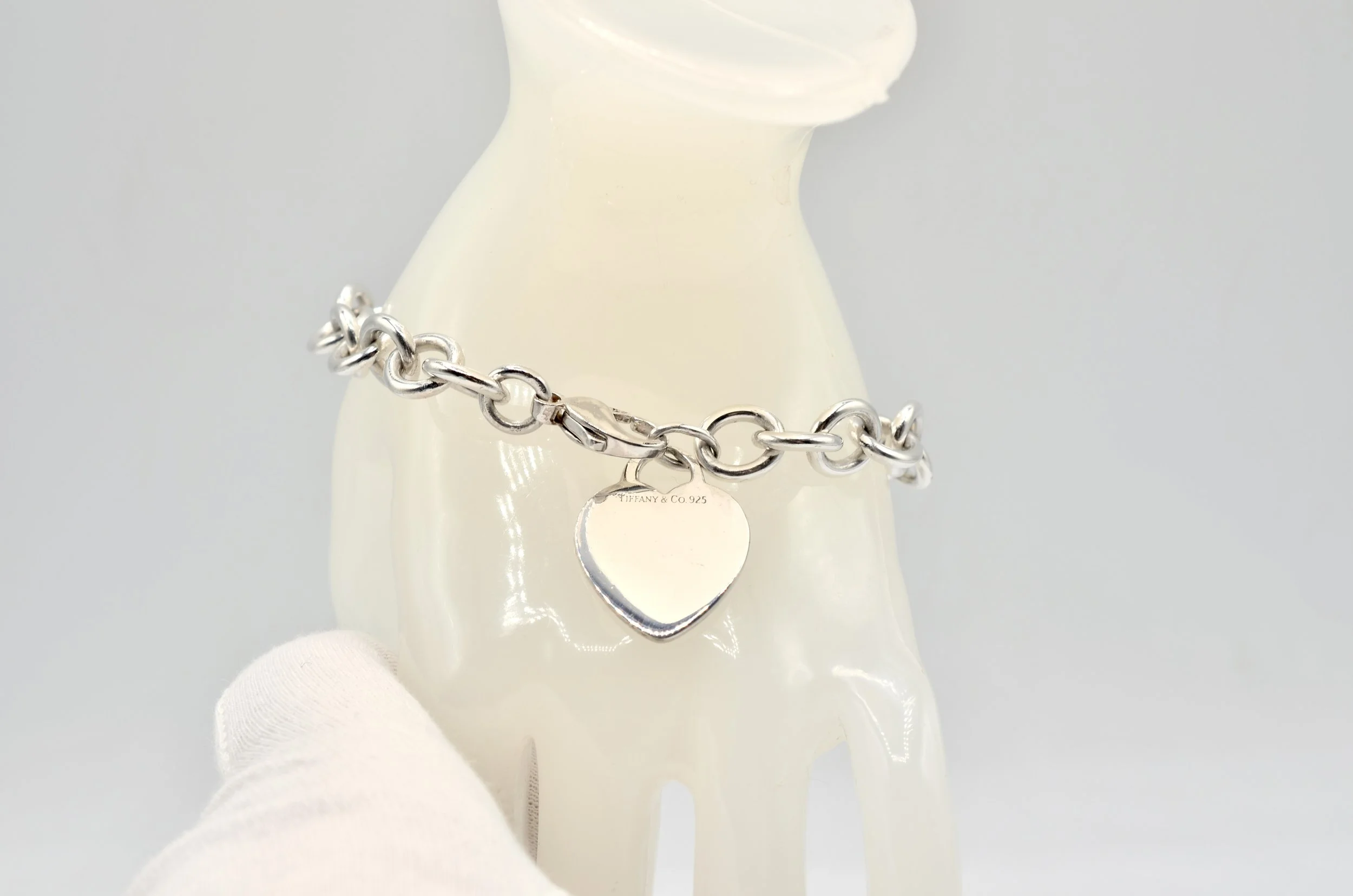 Authentic Tiffany & Co Sterling Silver Heart Tag Bracelet 925 7.5” 32.5g
