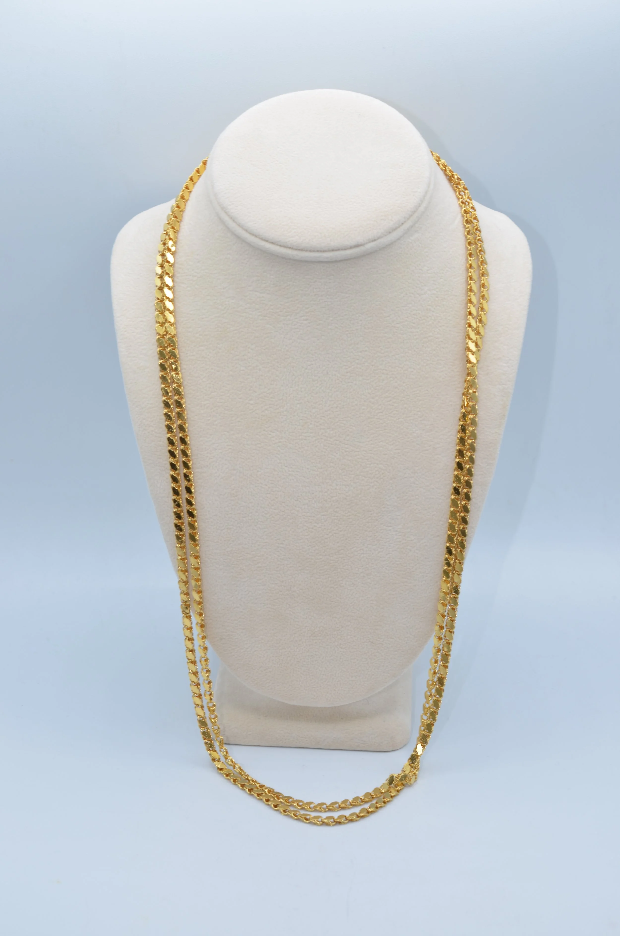 Vintage Handmade 20K Damascus Style Gold Chain Necklace 54" 53.2g 4mm