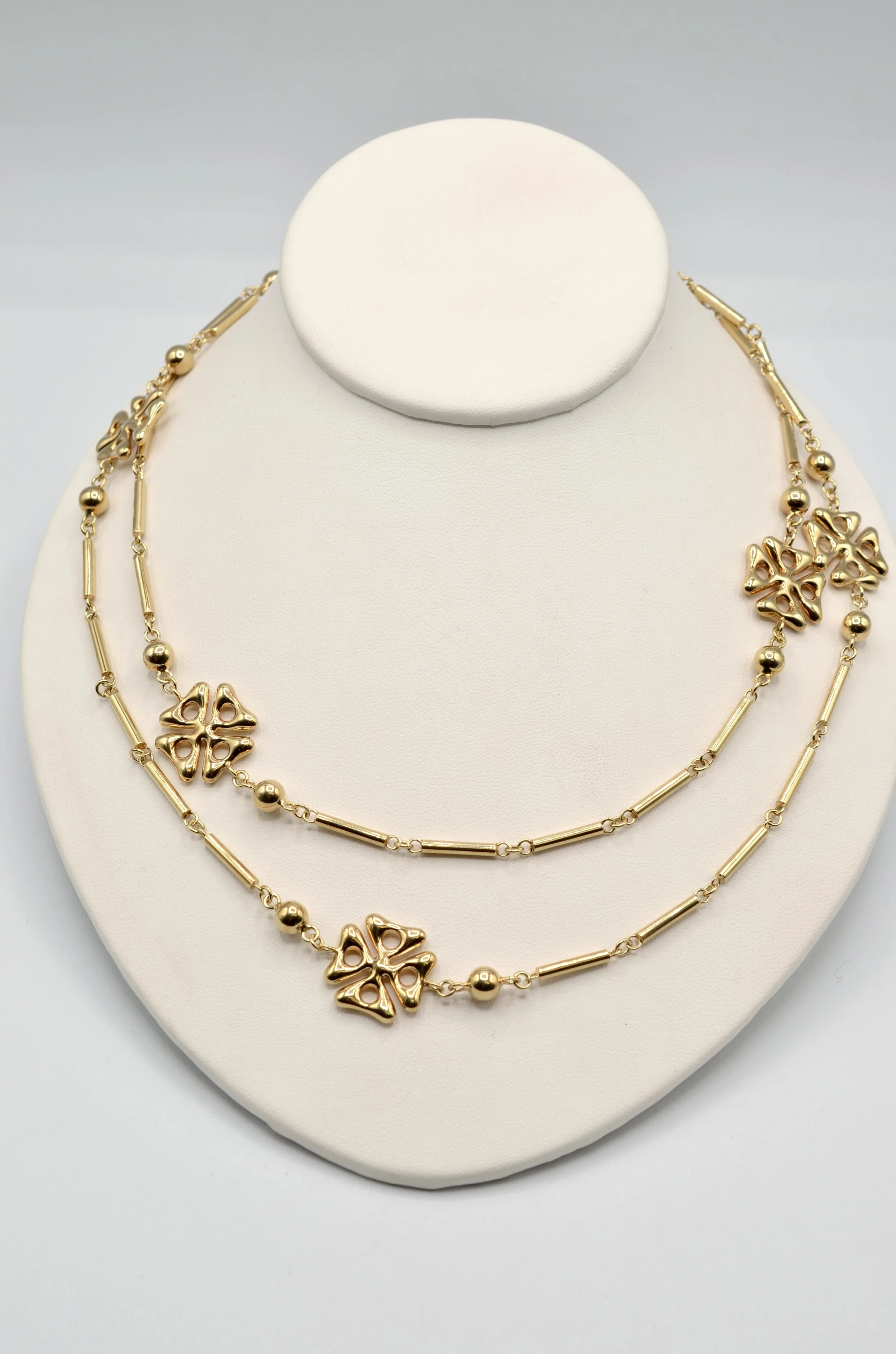 Vintage 14K Yellow Gold Cross Station Necklace 38” Italy 37.2g Maltese Motif