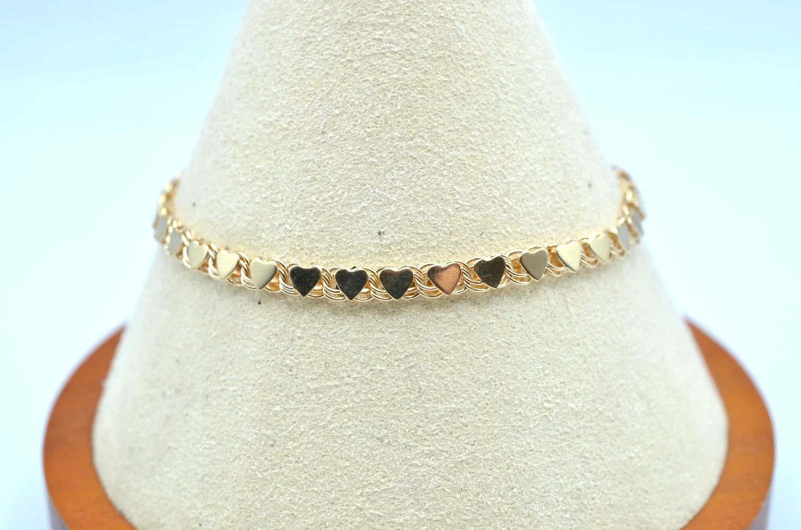 Vintage 14K Yellow Gold Multi-Heart Link Bracelet 7” 4.7g Solid Gold.