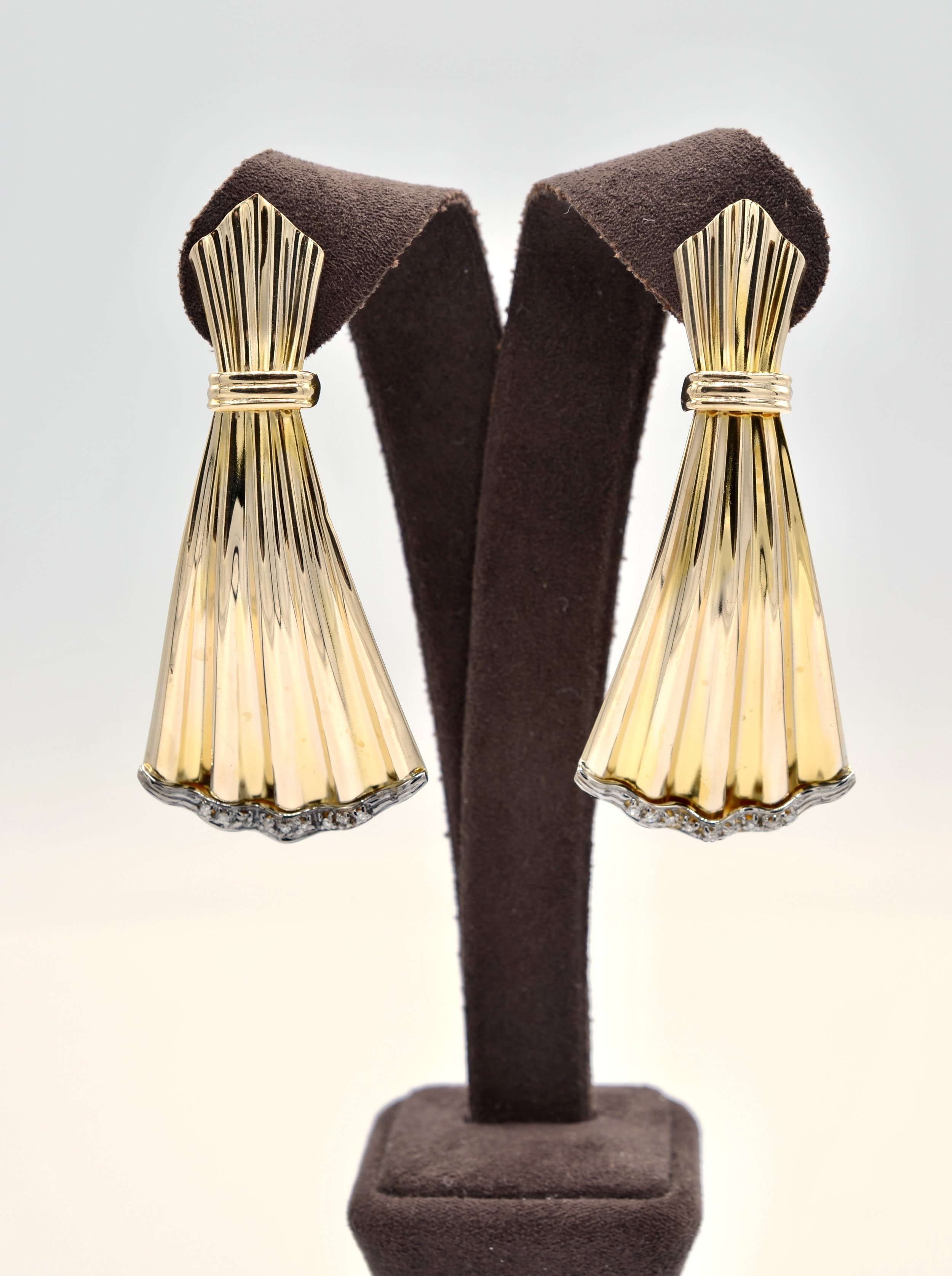 Vintage 14k Two-Tone Gold Gown Earrings w/ Diamonds – 8.8g
