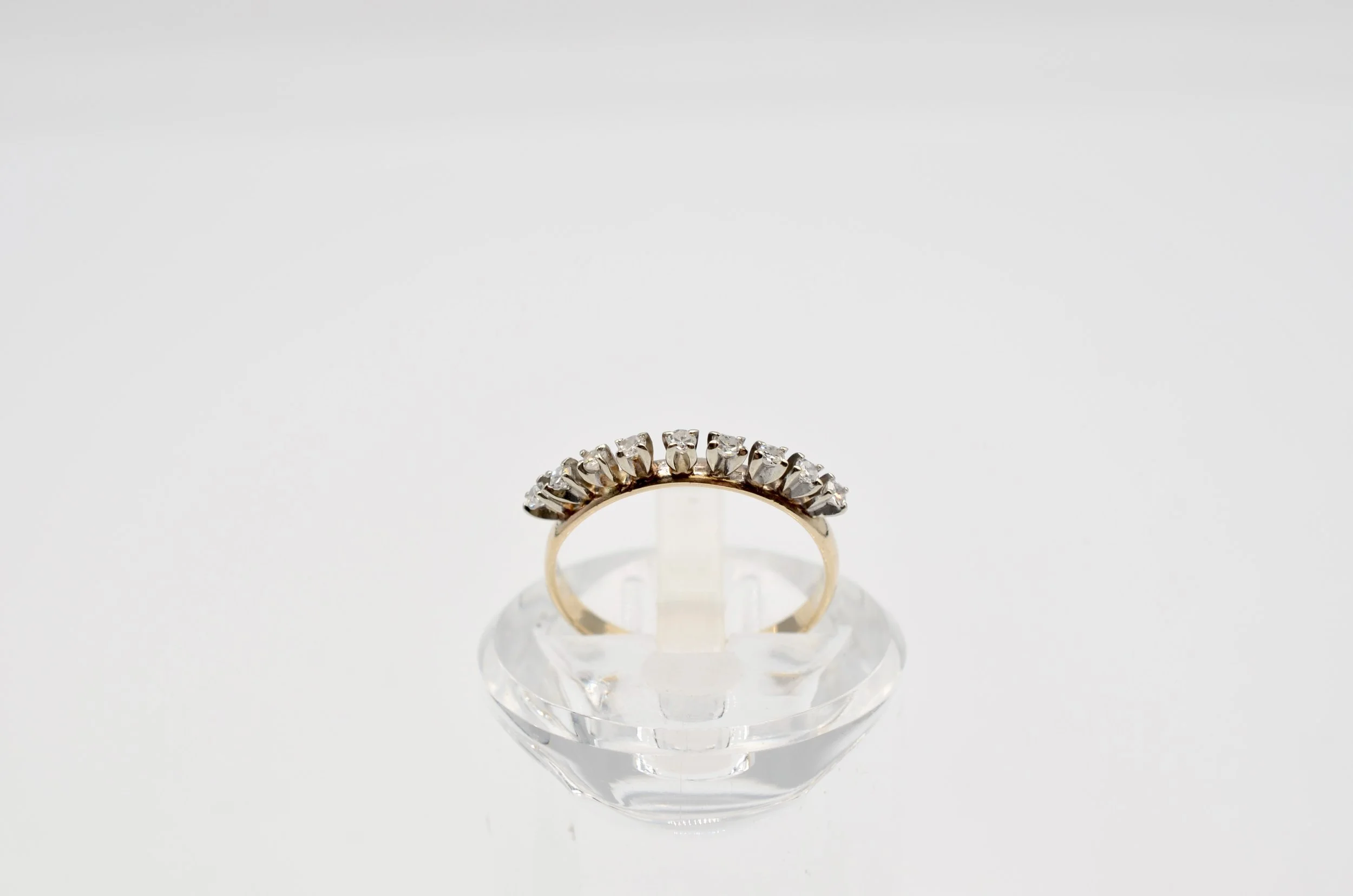 Vintage 14K Two Tone Gold Diamond Band Ring~2.0gr~Sz 7.25