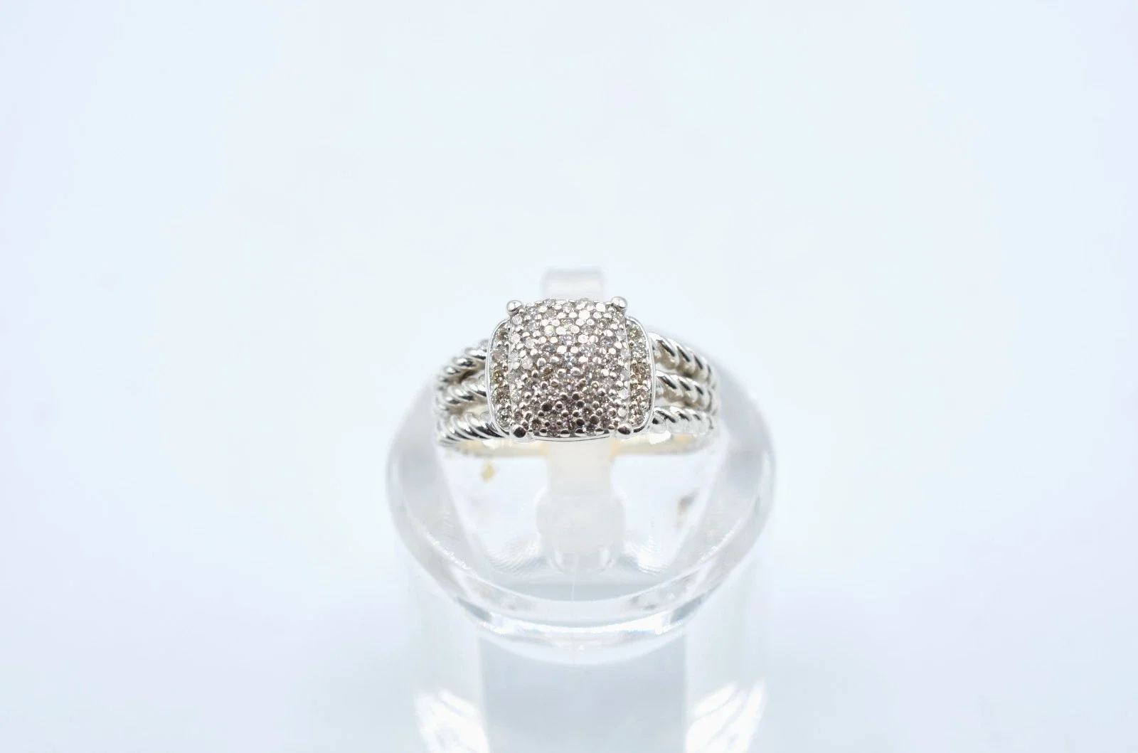 David Yurman Petite Wheaton Pavé Diamond Ring 925 Sterling Silver Size 5.75~5.7g