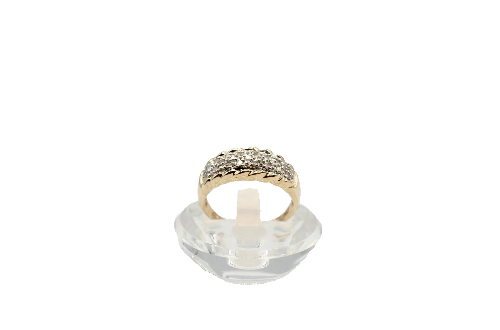 Vintage 14K Two Tone Gold Natural Diamond Pave Band Ring Size 7~~3.1gr