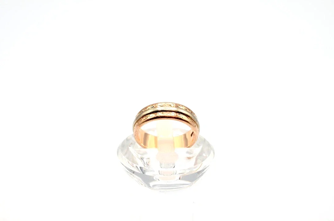 Vintage 14K Two Tone Gold Wedding Band Ring Rose & White Gold Size 6~5.6g