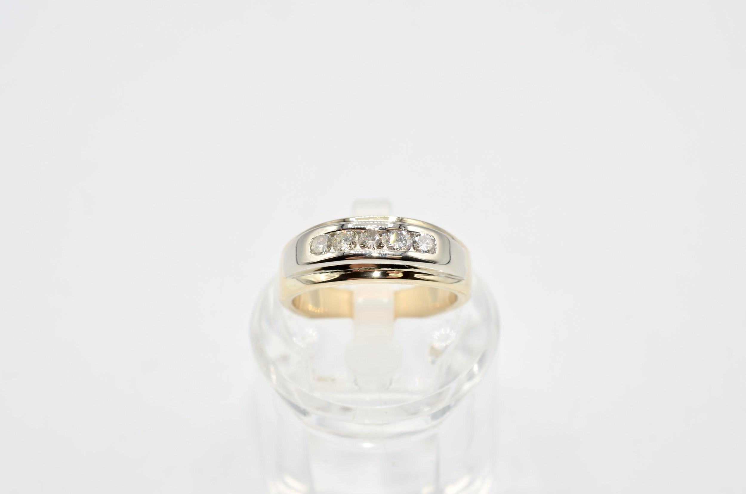 14K Two Tone Gold Men's 0.45 CTW Natural Diamond Wedding Band Ring Sz 8 8.5g