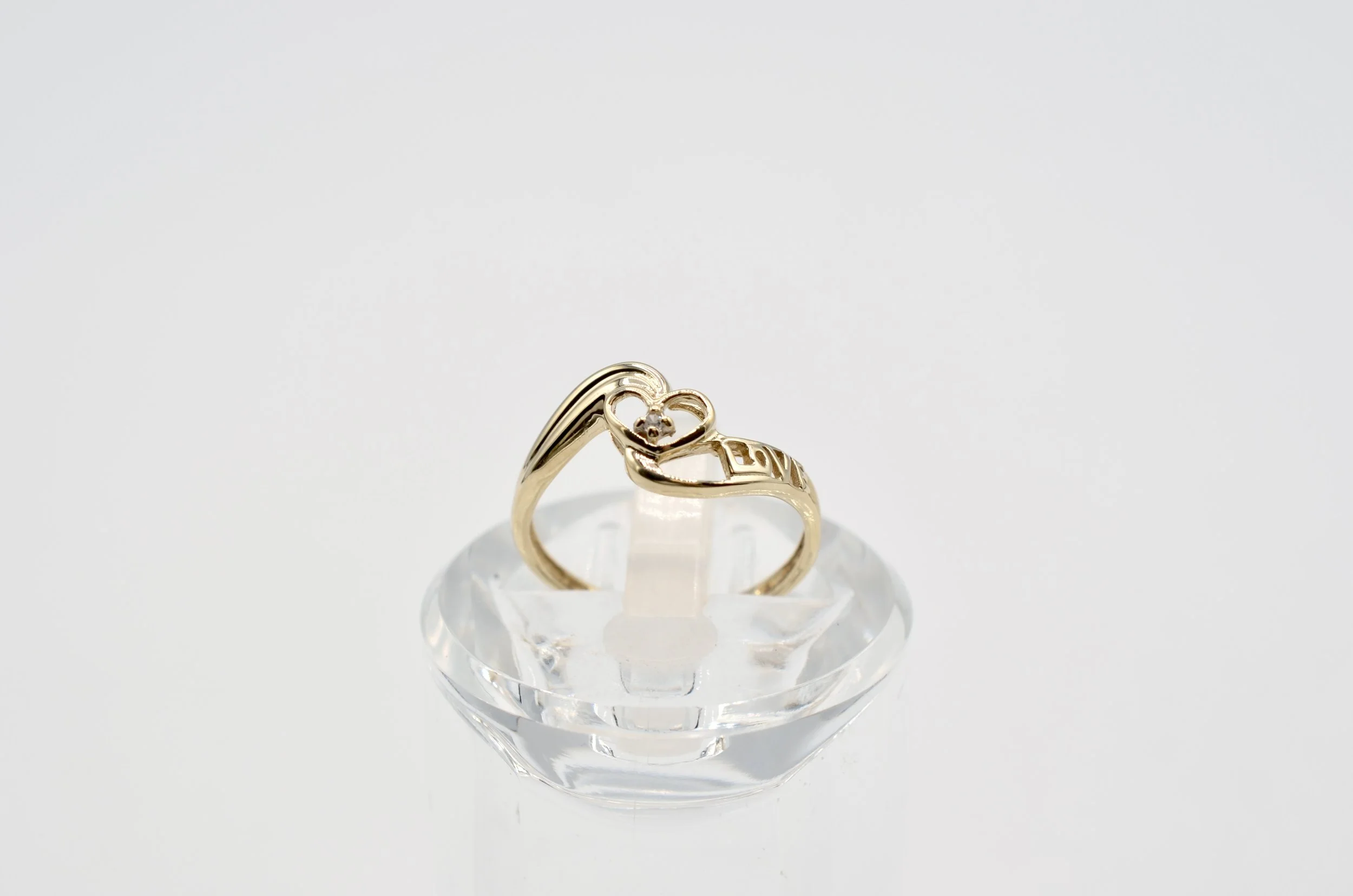 Vintage 10K Gold Heart Love Ring Diamond Promise Ring Sz 5.5 Dainty~1.1g