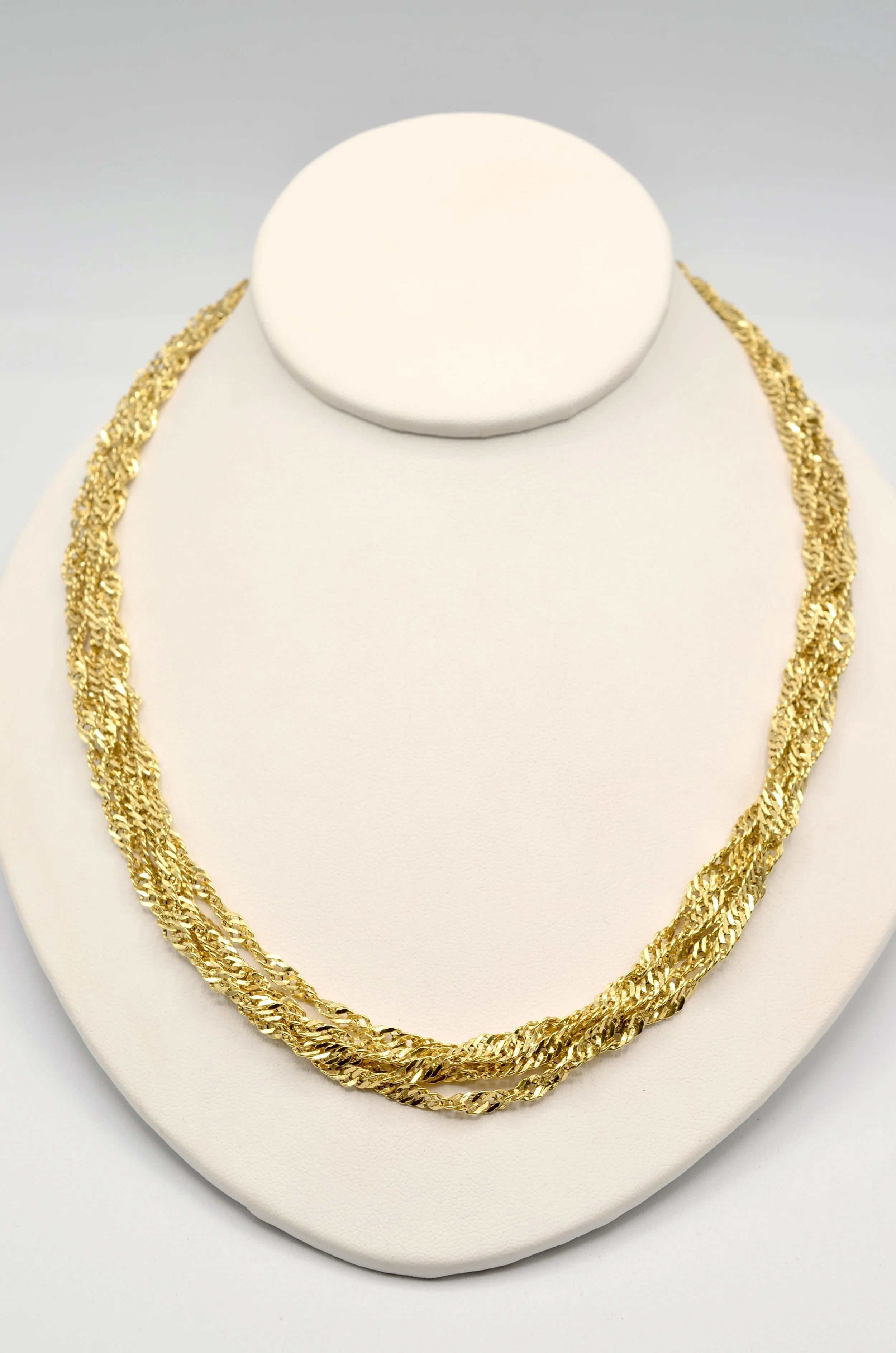 14K Yellow Gold Multi Strand Rope Necklace 19.5" 11.7g Italy