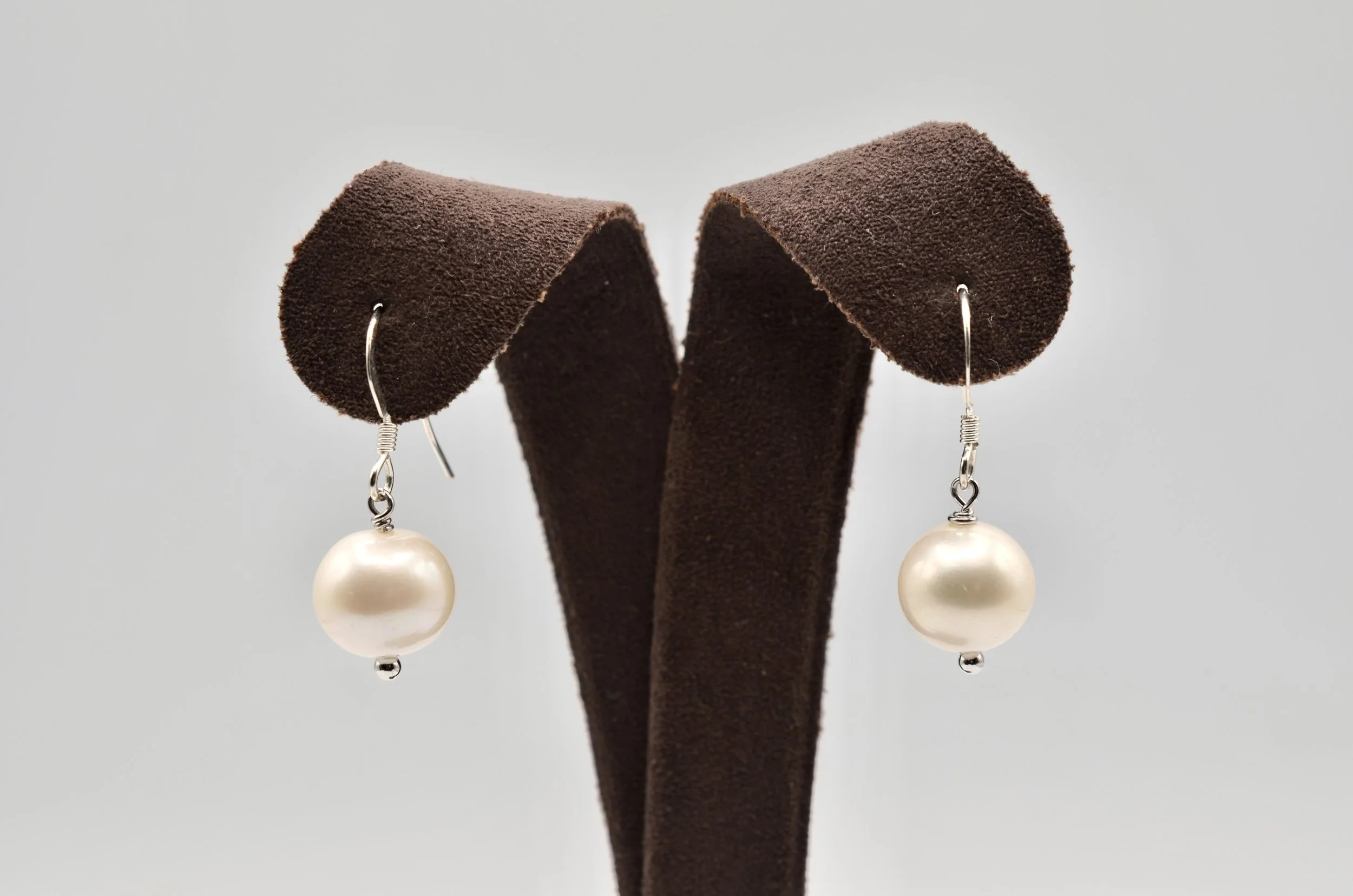 Sterling Silver Freshwater Cultured Pearl Drop Earrings 925 French Hooks 10mm
