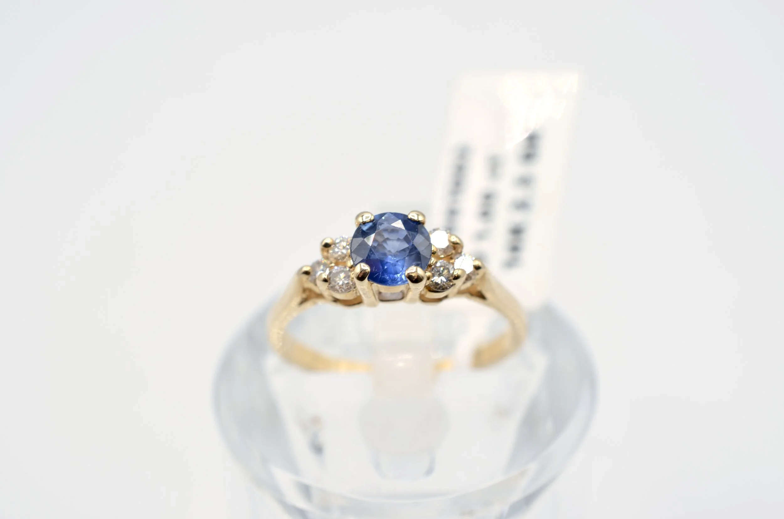 Vintage 14K Gold Diamond & Blue Sapphire Ring~0.18 CTW Diamonds~Size 6 | 2.5gr
