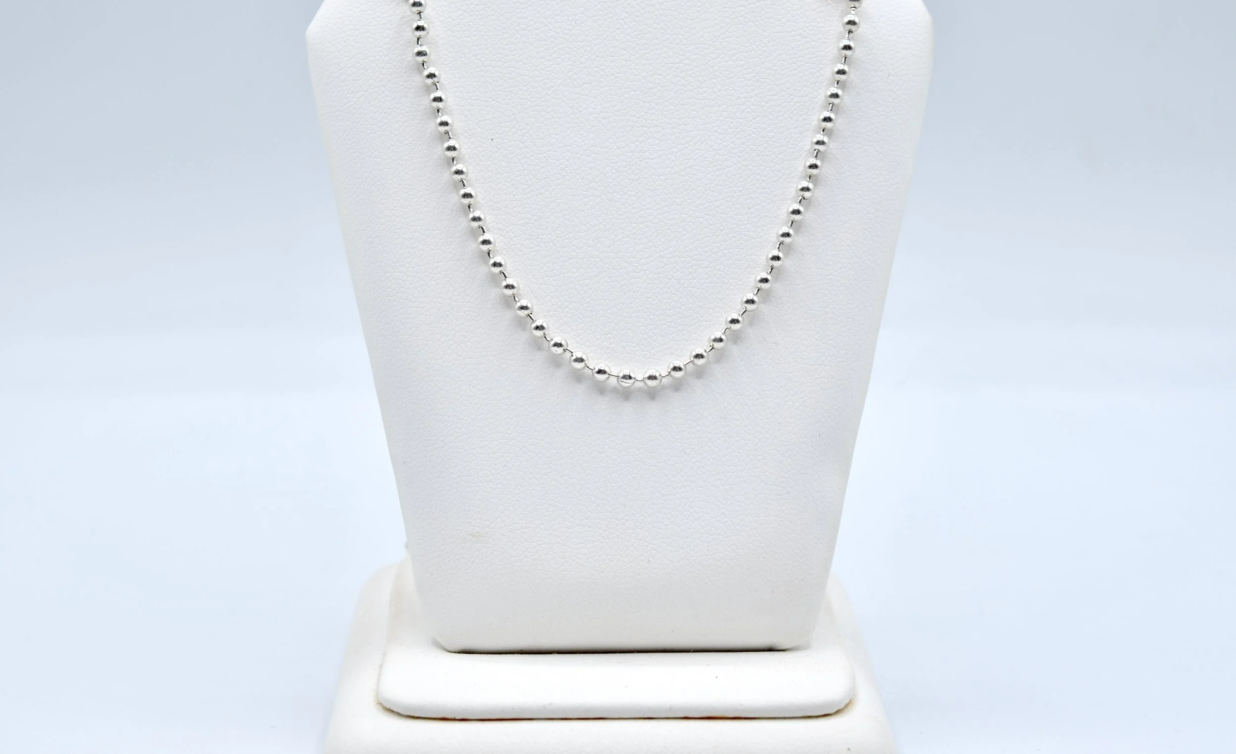 Authentic Tiffany & Co Sterling Silver Dog Tag Ball Chain Necklace 14.75” 2.45mm