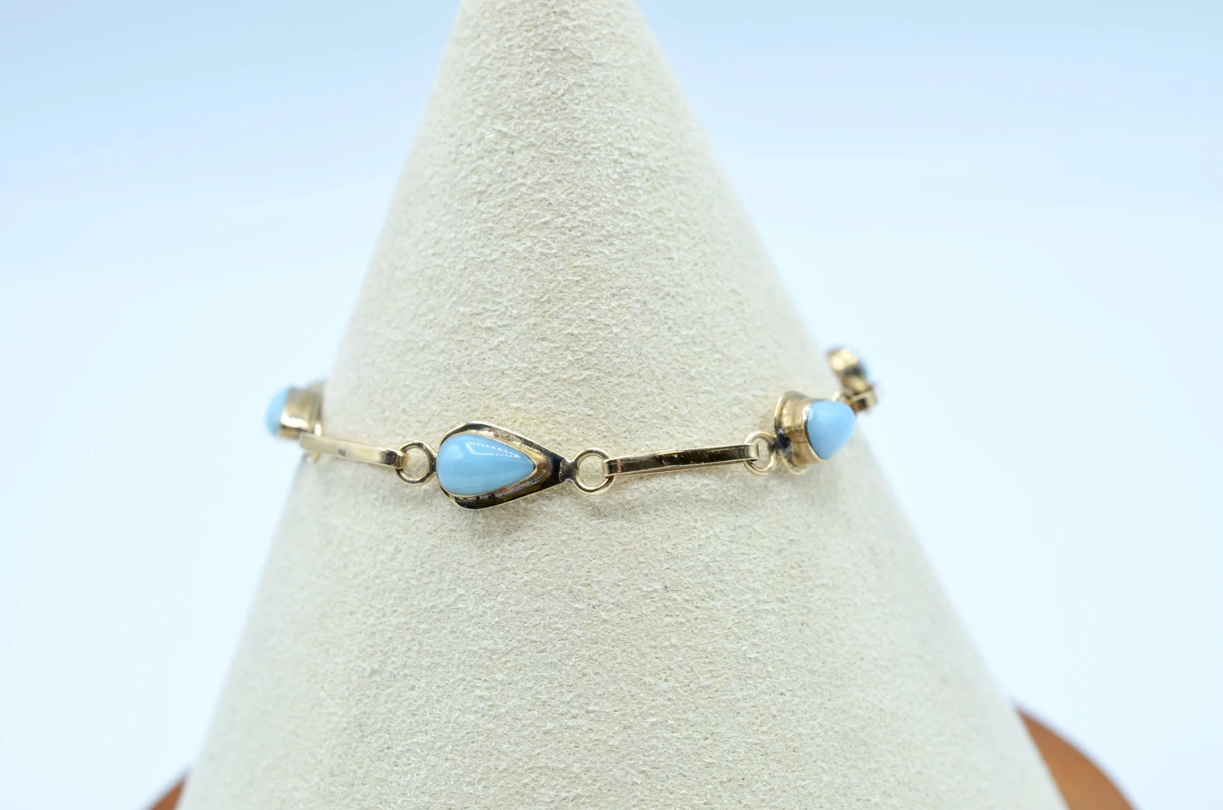 14k Vintage Gold & Turquoise Kids Bracelet – 3.3g – 5.5"
