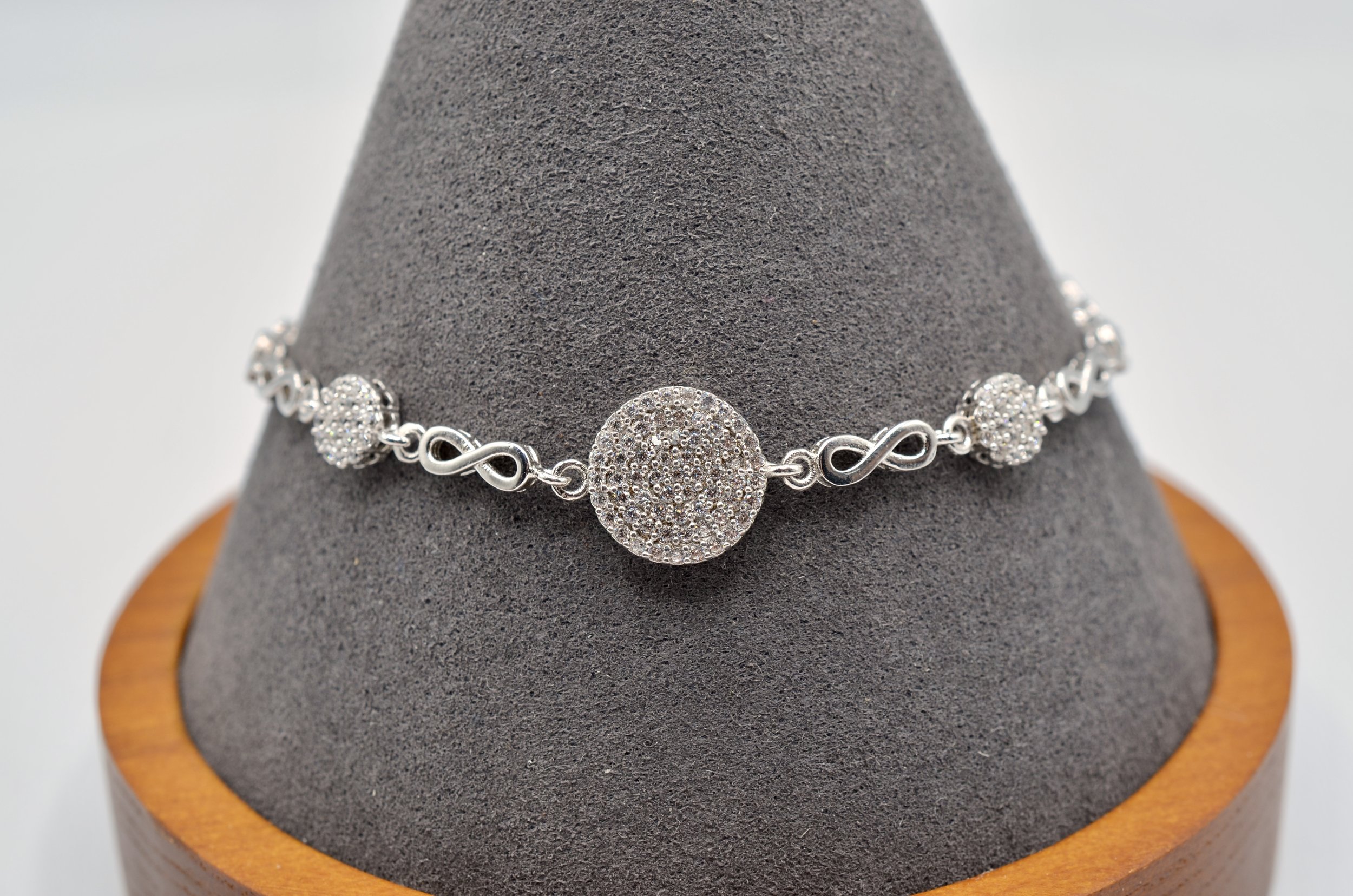 Sterling Silver CZ Pave Bracelet – Adjustable 6.5"–7.75" – 4.9g
