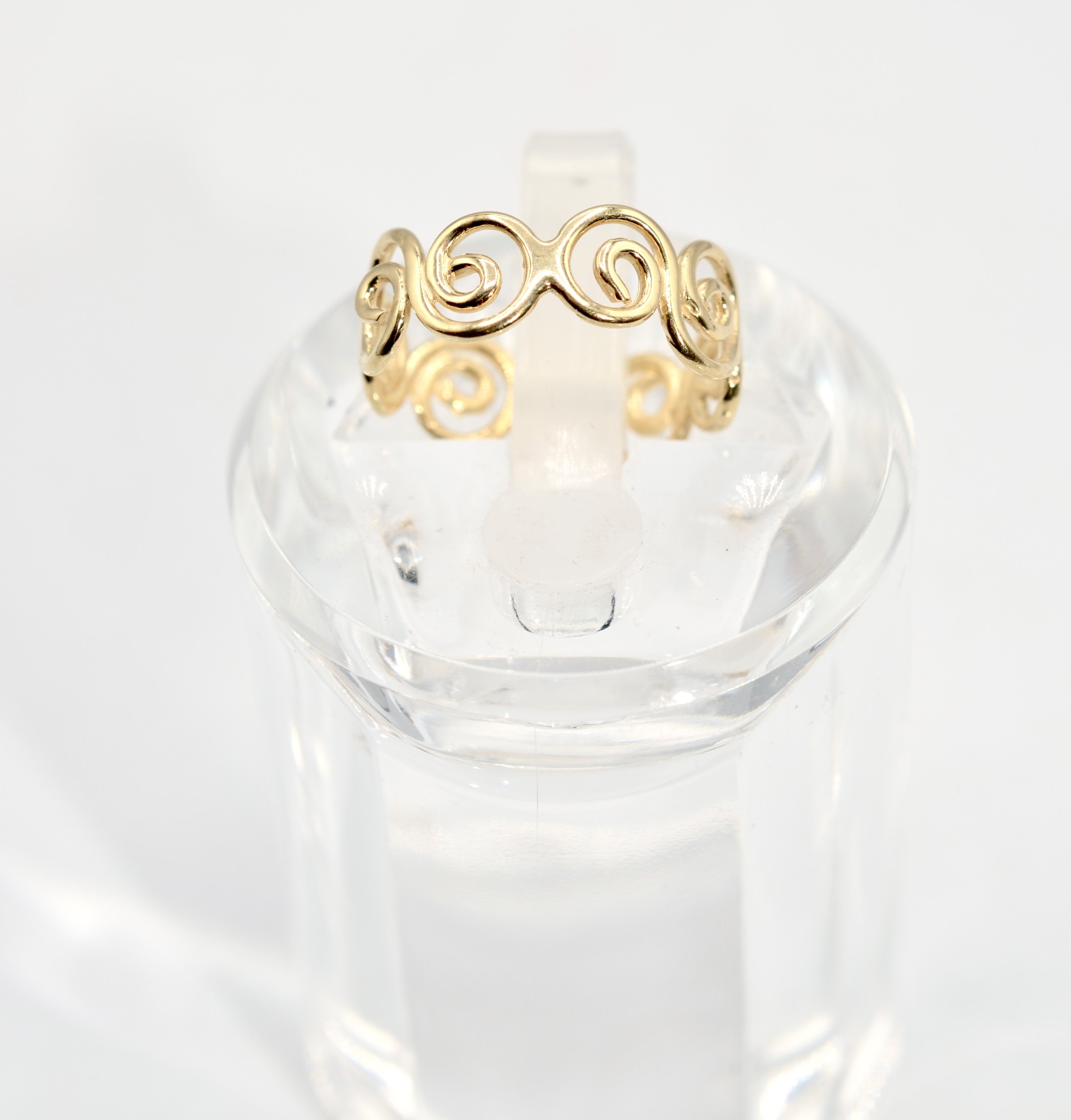 14K Yellow Gold Scroll Filigree Adjustable Toe Ring Size 2.5 1.3g 6mm